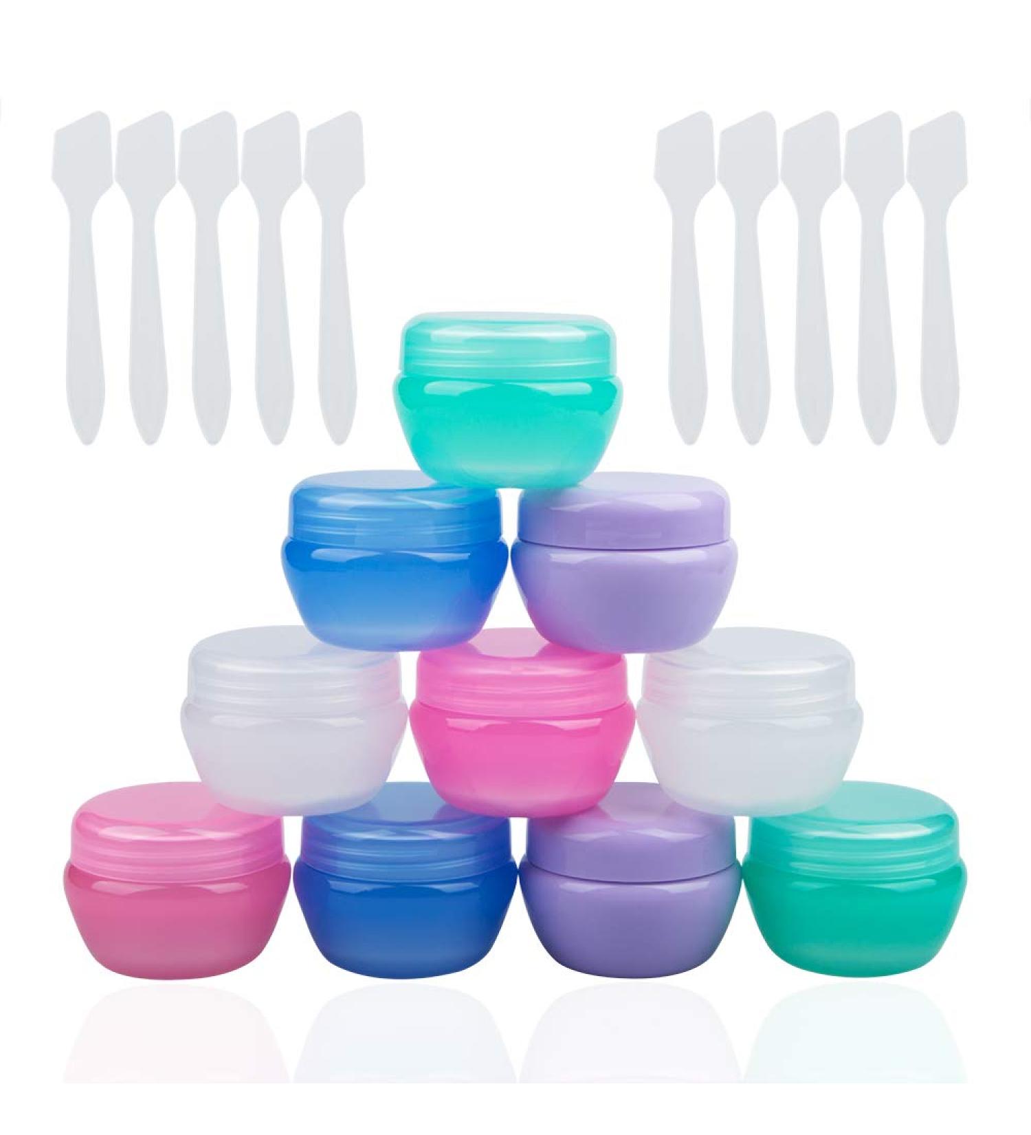 Yucool TSA-Approved Travel Containers - 10 Leak-proof 20ml Mini Bottles with Spatulas for Toiletries & Makeup - Refillable & Empty - Buy Online on GoSupps.com
