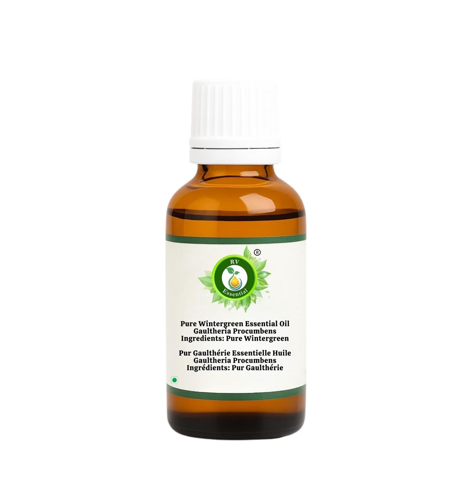 R V Essential Pure Wintergreen Essential Oil 100ml (3.38oz)- Gaultheria Procumbens (100% Pure and Natural Therapeutic Grade) - Buy Online on GoSupps.com