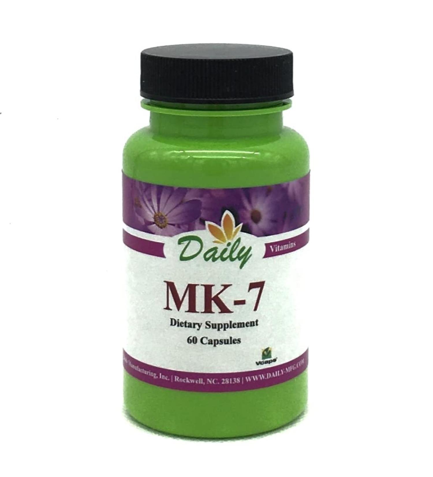 Daily's MK-7 (K2) (Non-GMO, Vegan & Kosher Certified, Vitamin K2 200 mcg, 60 Vegetarian Capsules)