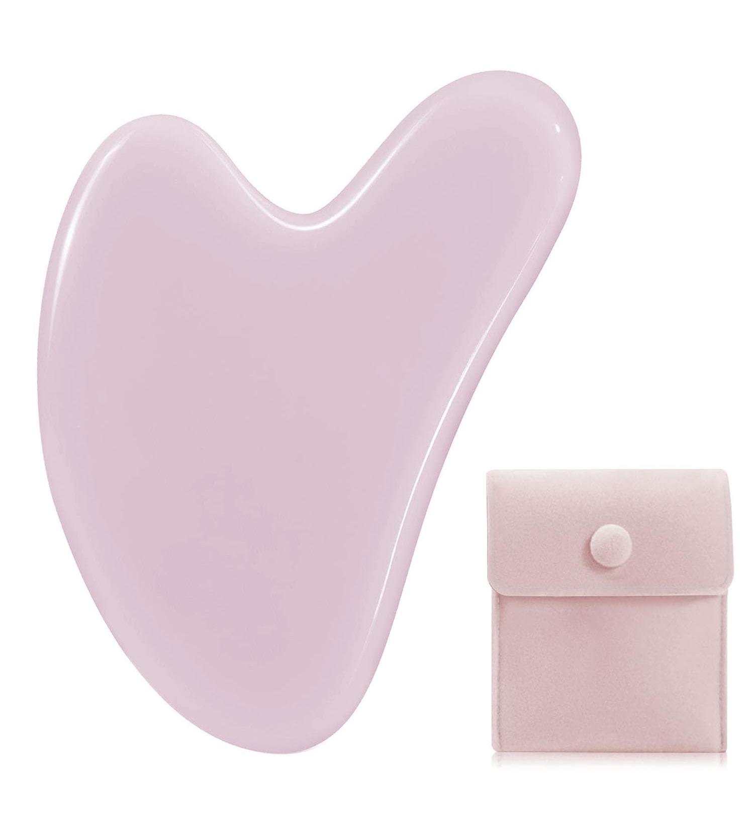 100% Natural Pink Gua Sha Heart Shape Stone for Facial Massage & Skin Care | Beauty Tool for Relaxation & Muscle Relief - Buy Online on GoSupps.com