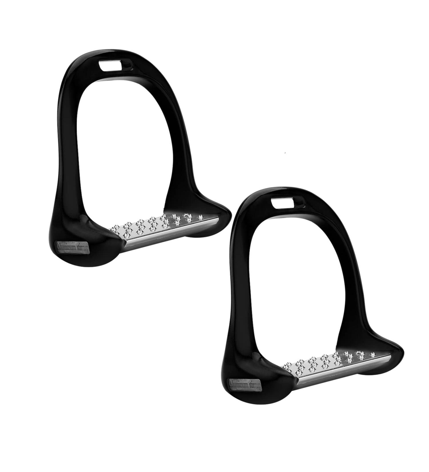 Pssopp Flexible Safety Stirrups Horse Riding Safety Stirrups Irons Stainless Horse Riding Stirrup Stainless Steel Non-Slip Pad Equestrian Aluminum Saddle With Painting (Black) - Buy Online on GoSupps.com