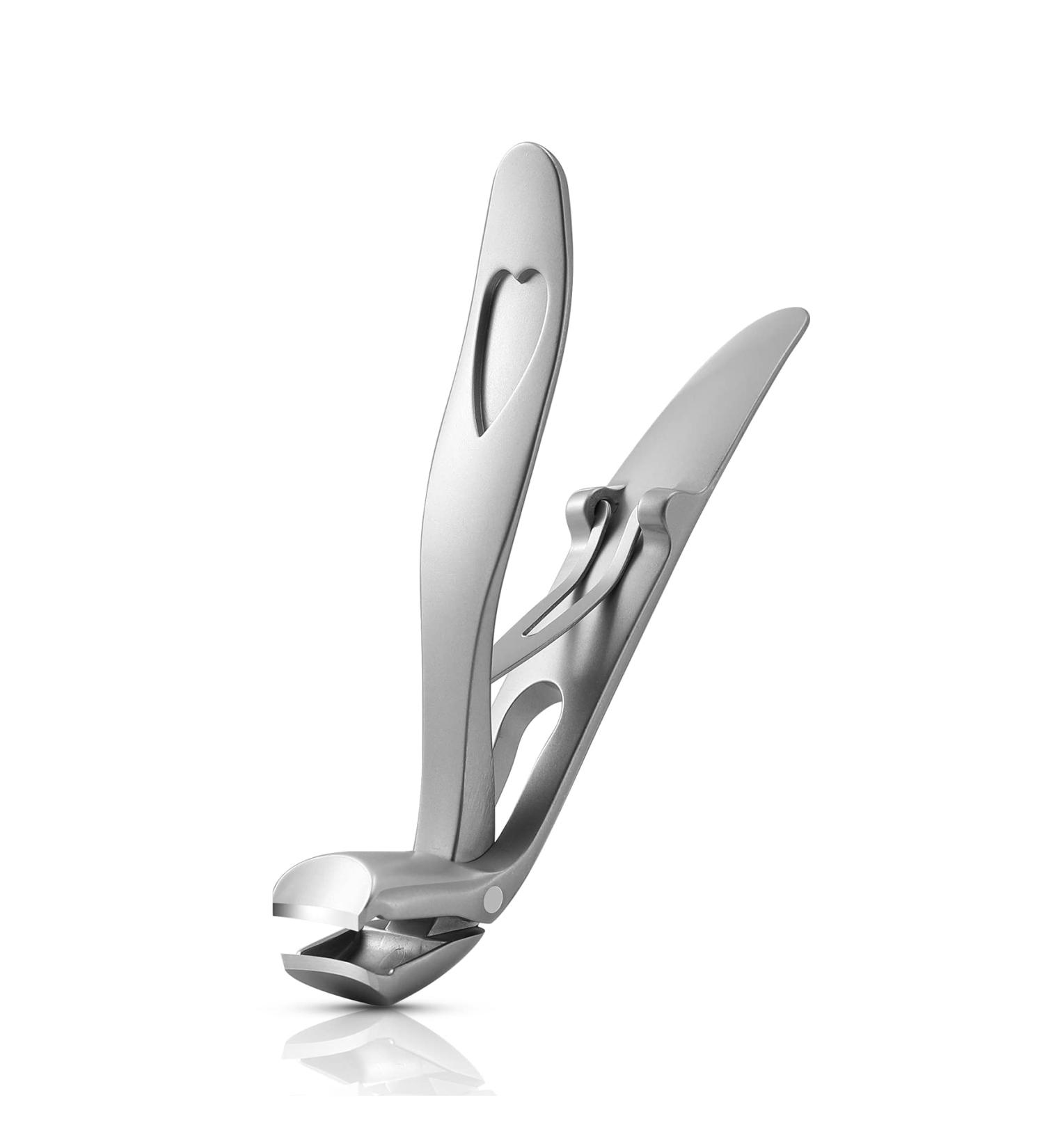 BEZOX Angled Head Nail Clippers for Seniors - Premium Steel Toenail Clipper with Catcher (Silver) - Buy Online on GoSupps.com