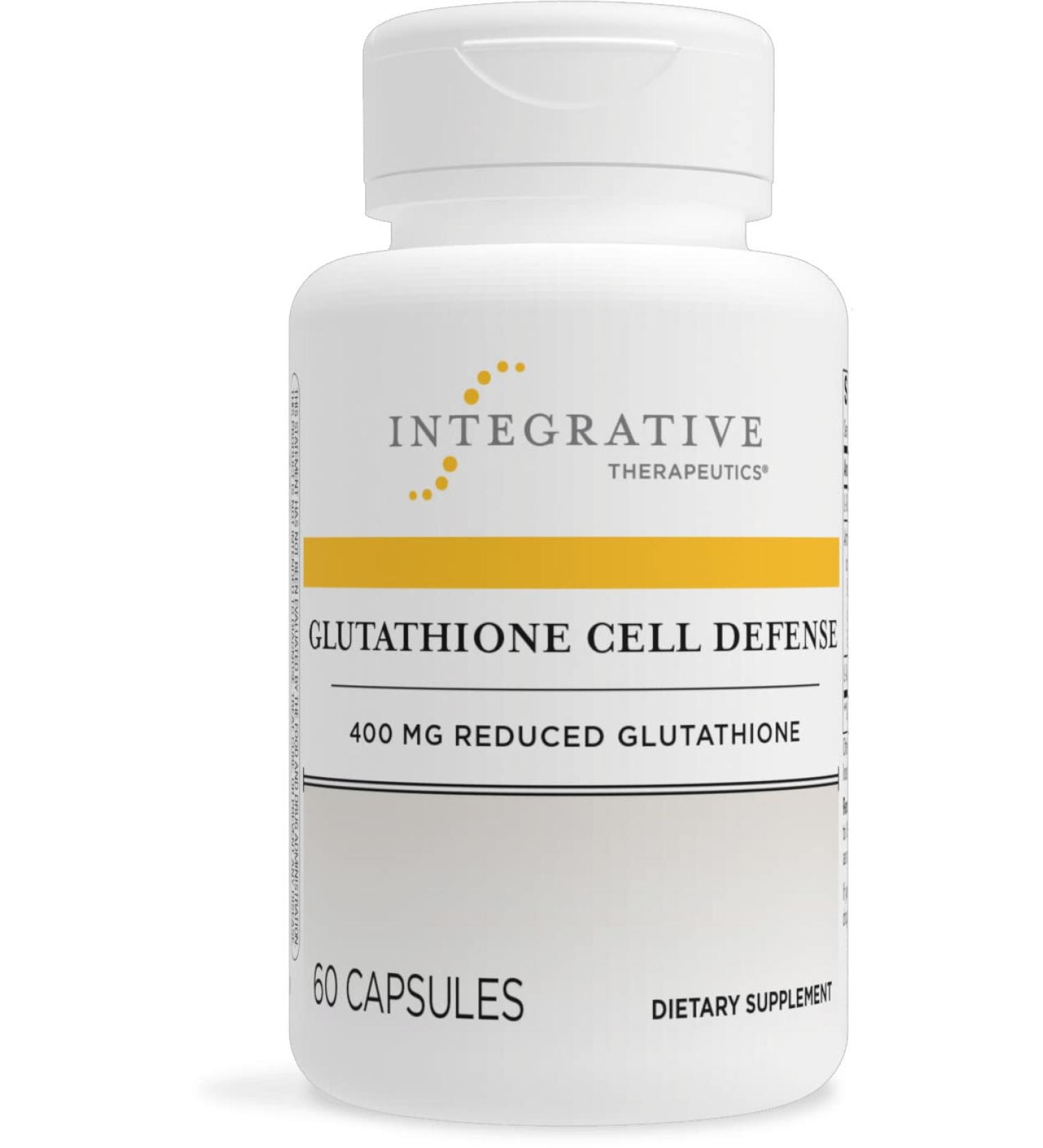 Integrative Therapeutics Glutathione Cell Defense Capsules - 400mg Reduced Glutathione with L-Cysteine, Anthocyanins, Elderberry Concentrate - 60 Capsules - Buy Online on GoSupps.com