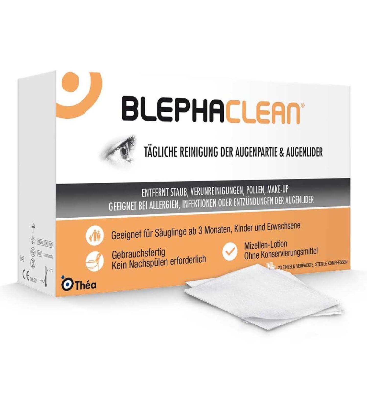 Thea Pharma BLEPHACLEAN Sterile Eyelid Cleaning Compresses - 20 Pieces | International Shipping Available - Buy Online on GoSupps.com