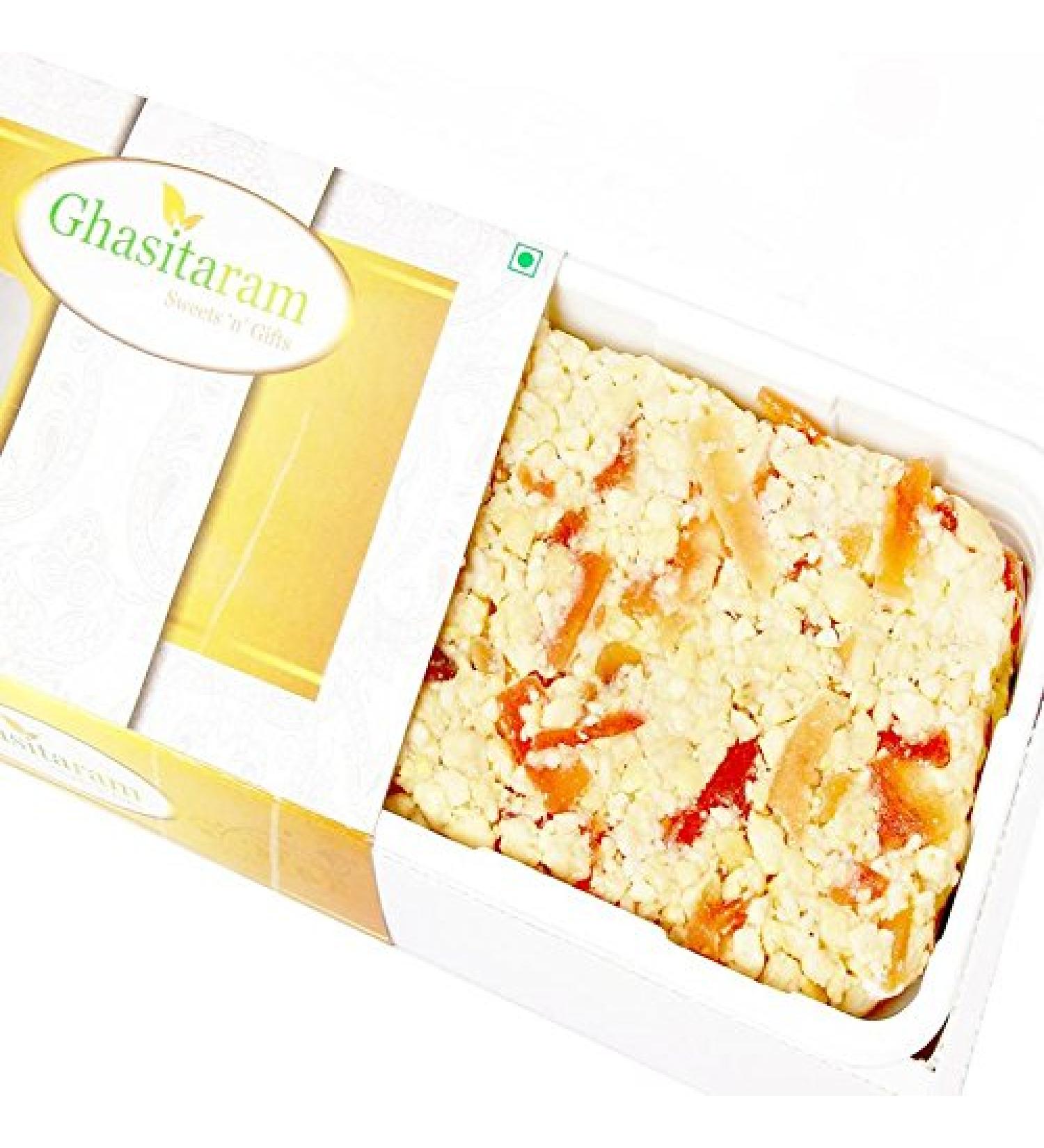 Ghasitaram Gifts Valentines Gift for Girlfriend/Boyfriend/Husband and Wife - Valentine Sweets - Sugarfree Cashew Papaya Cake - Buy Online on GoSupps.com
