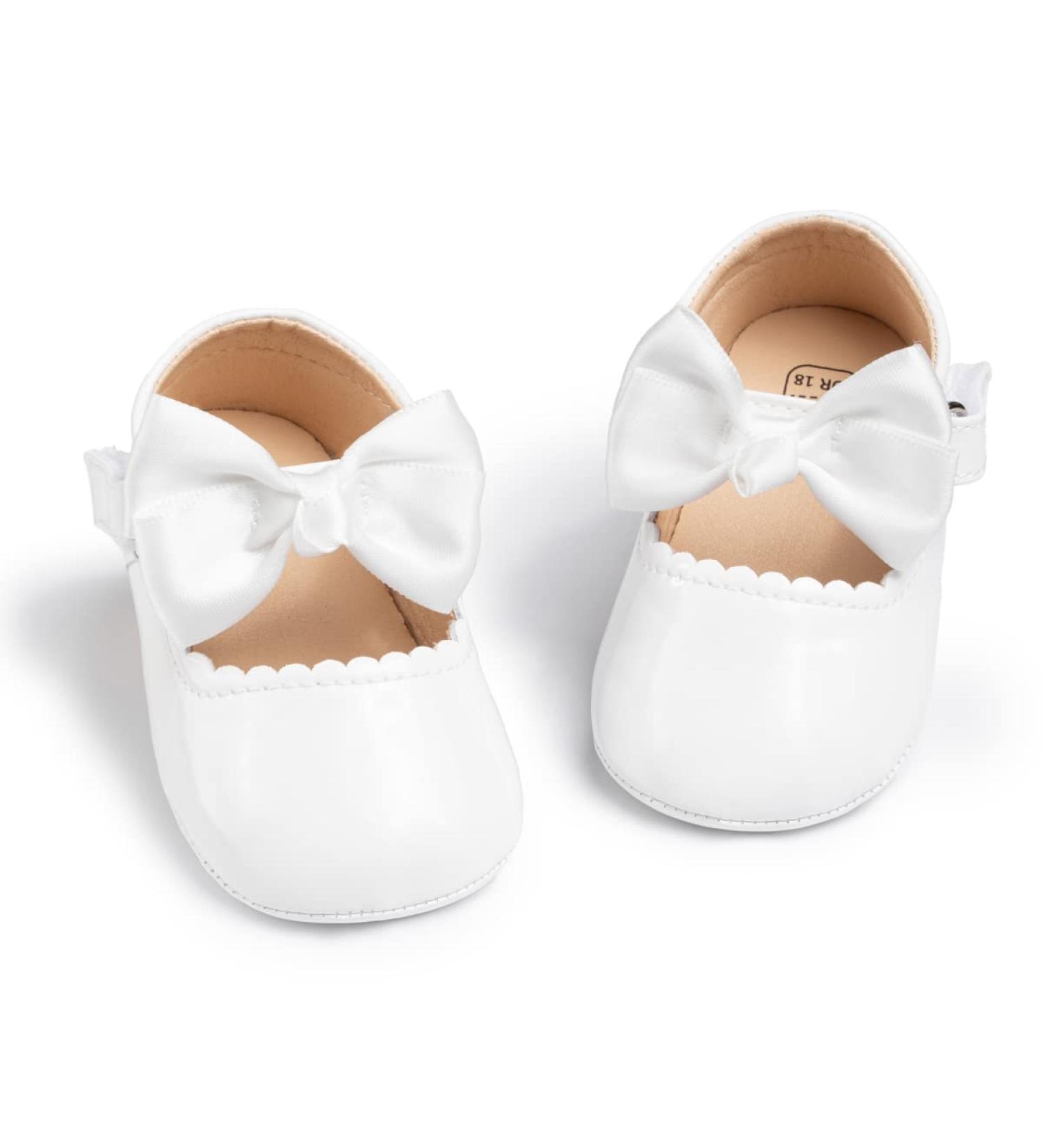 CENCIRILY Baby Girl Mary Jane Shoes | Anti-Slip Soft Sole Princess Flats for Wedding Dress | 12-18 Months, White - Buy Online on GoSupps.com