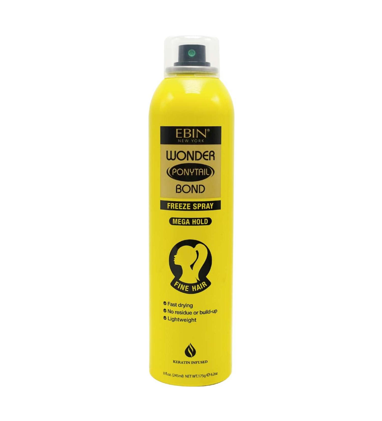 EBIN NEW YORK Wonder Ponytail Bond Freeze Spray Extra Mega Hold - Fine Hair 8oz/ 245ml | Long Lasting Hold 24-Hour Frizz Control Shine Enhancing Fast-Drying Lightweight All Hair Types - Buy Online on GoSupps.com