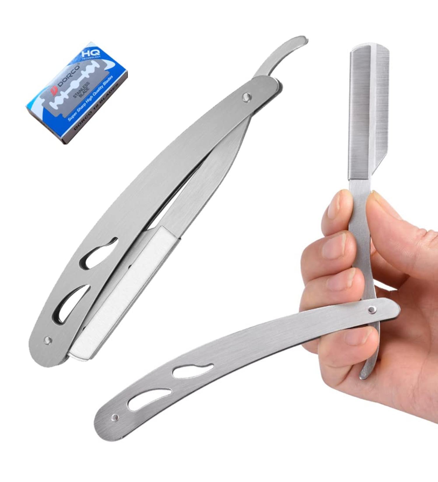 Old Manual Razor for Hairdressing | Professional Shaving Head & Eyebrow Knife | Silver Salon Quality for Barbers & Personal Use - Buy Online on GoSupps.com