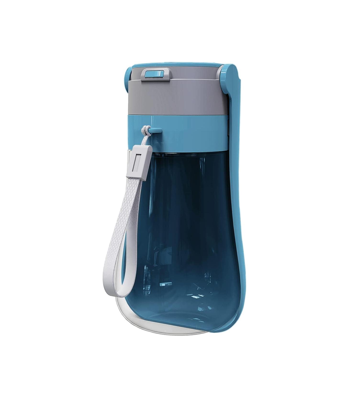 Foldable Blue Pet Water Bottle - Portable 430ml Dog Drinking Bottle for On-the-Go Hiking & Outdoor Adventures - Buy Online on GoSupps.com