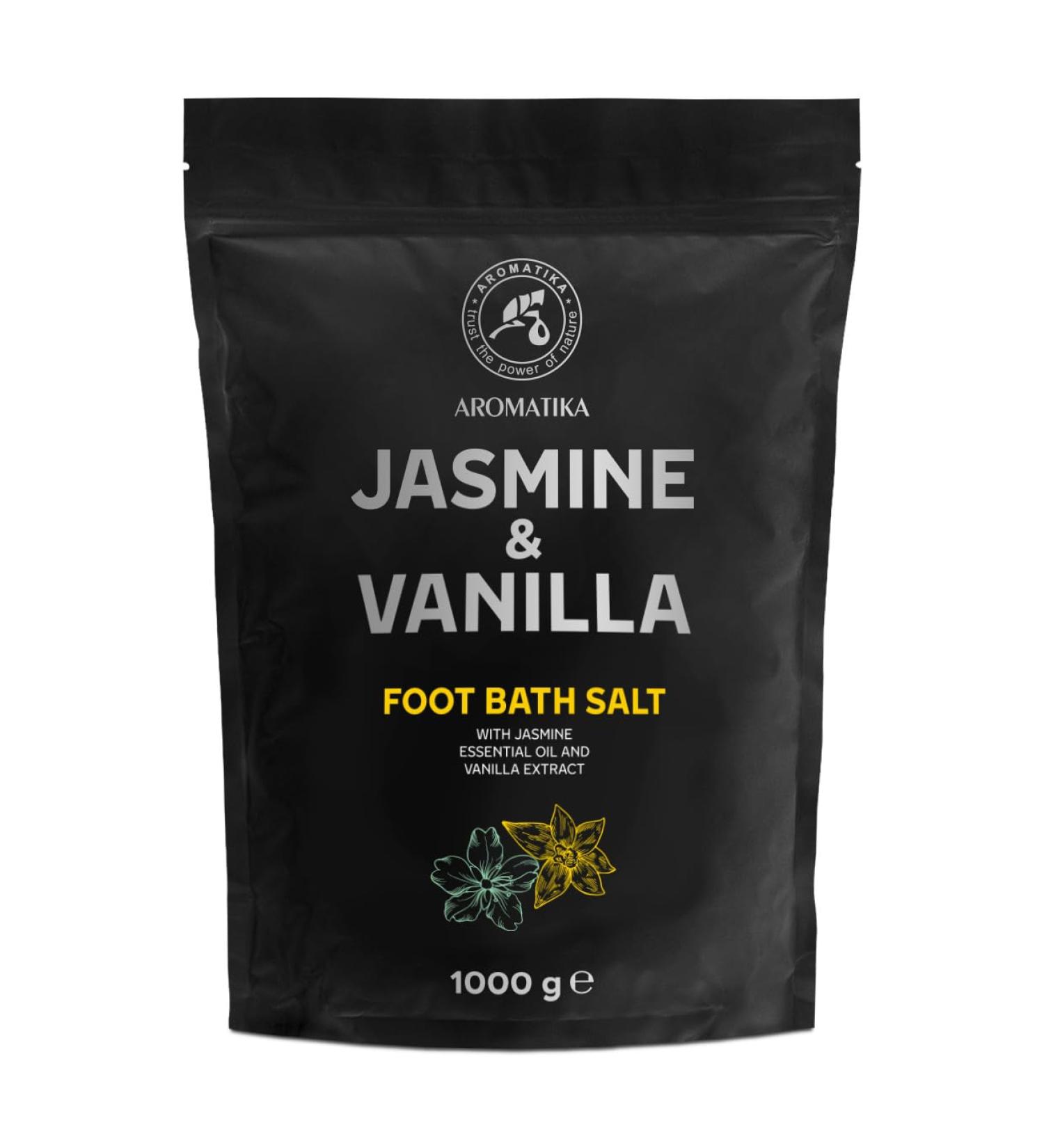Luxury Jasmine & Vanilla Foot Bath Salt 1000g - Natural Sea Salt Blend for Pedicure Relaxation & Aromatherapy - Essential Oils for Ultimate Foot Care - Buy Online on GoSupps.com