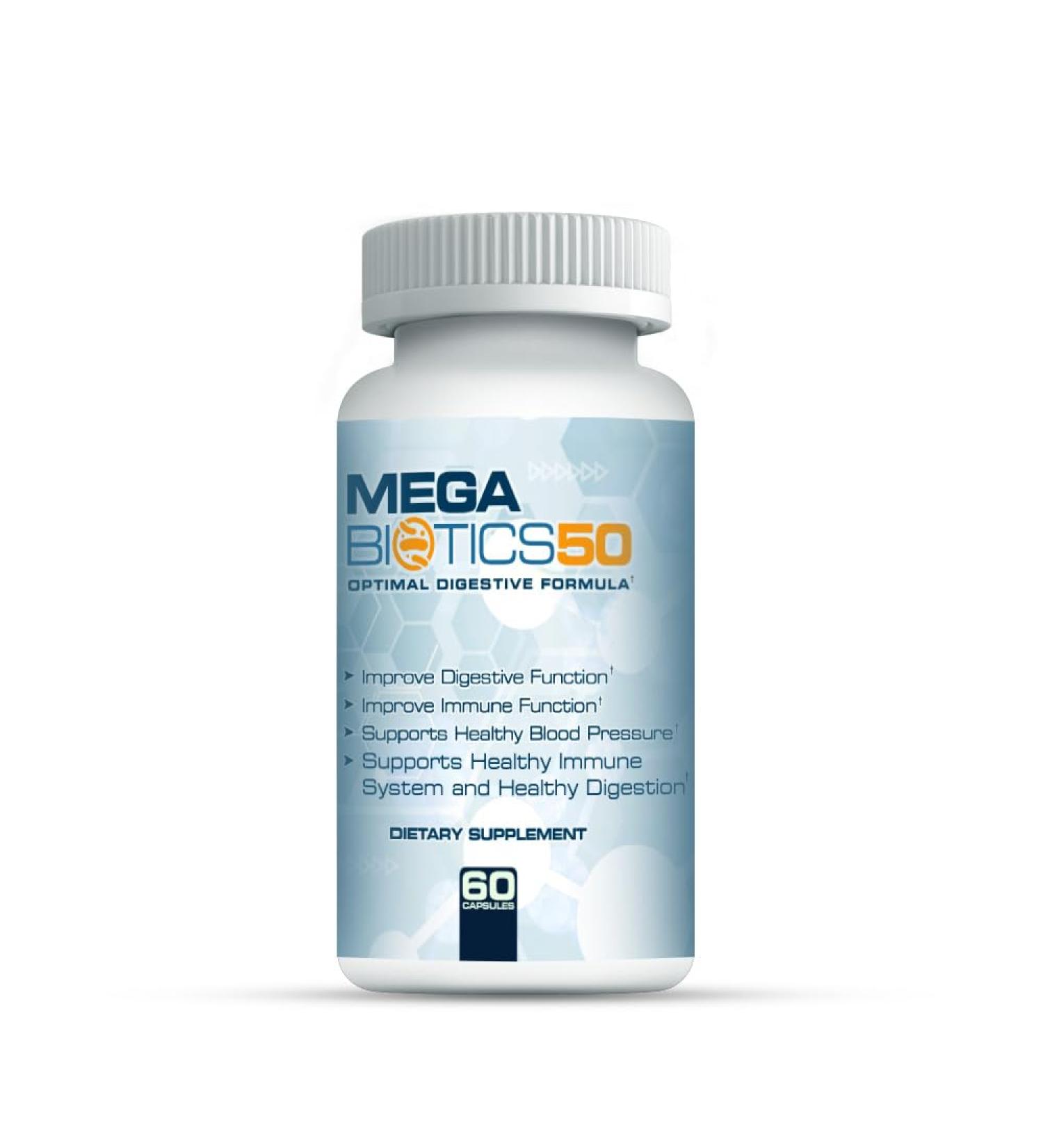 MegaBiotics50-40 Billion with 10 Probiotic Strains Dairy Soy and Gluten Free Strain Verified 60 Capsules - Buy Online on GoSupps.com