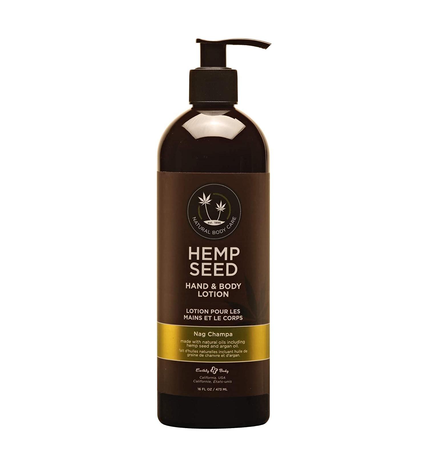 Nag Champa Hemp Seed Hand & Body Lotion - 16 oz. | Soothes Dry Skin with Argan Oil & Hemp Seed Oil | Light, Non-Greasy Formula | Vegan & Cruelty-Free - Buy Online on GoSupps.com