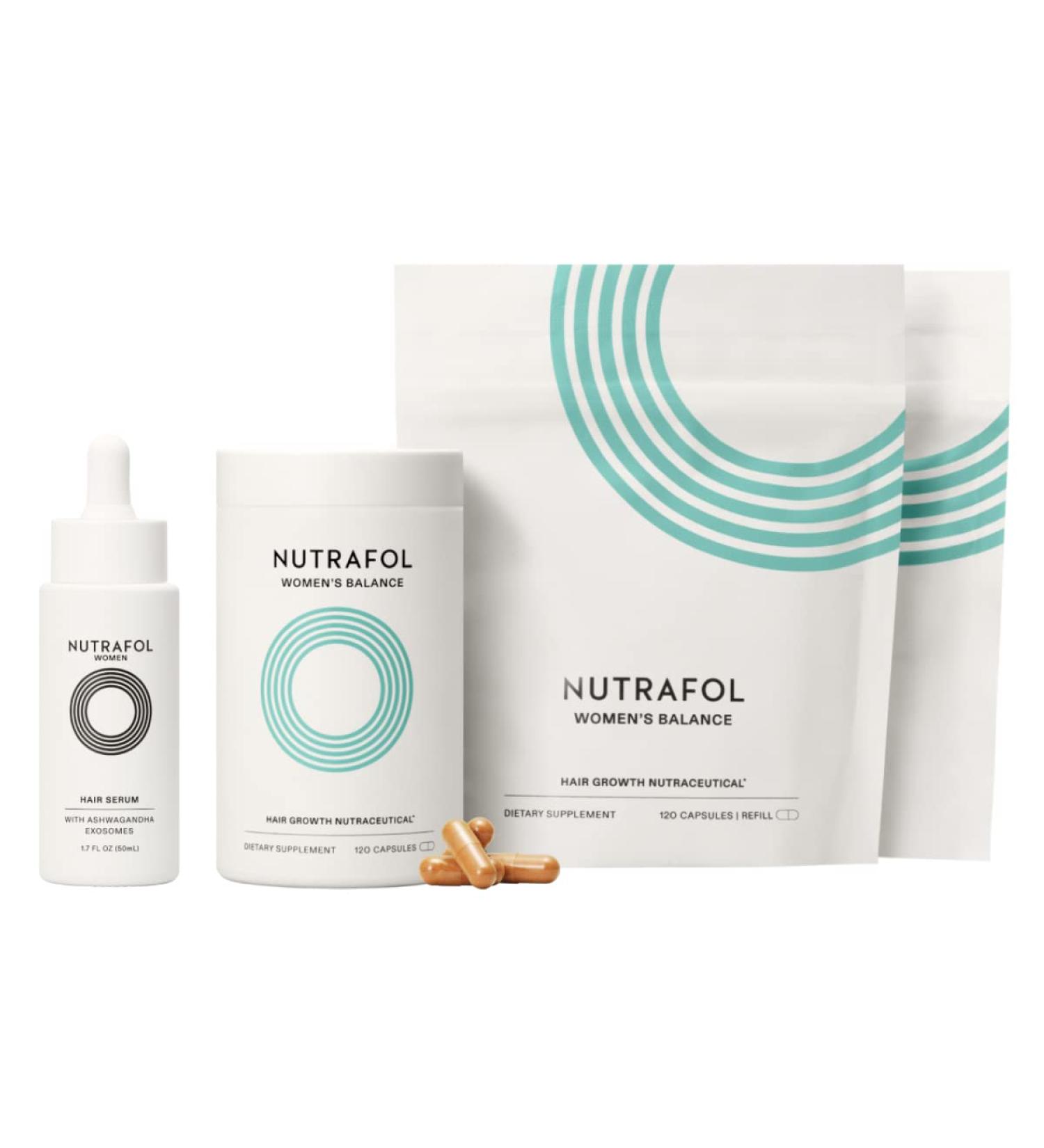 Nutrafol Women's Balance Hair Growth Supplement & Serum | Ages 45+ | Visibly Thicker Hair | 3 Month Supply - Buy Online on GoSupps.com