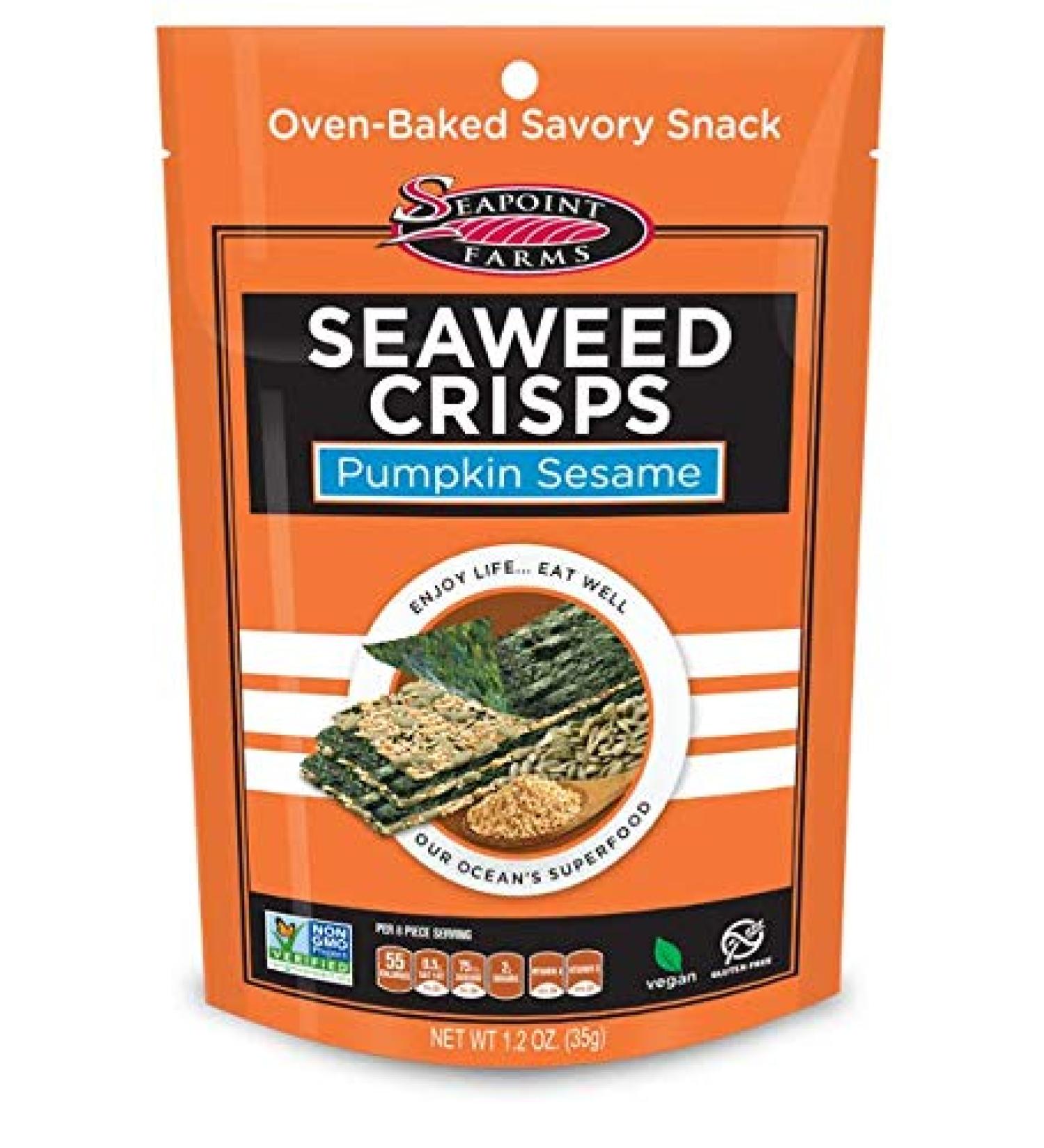  SEAPOINT FARMS Seapoint Farms Seaweed Crisps Seaweed Sheets Baked Salty Snack Non-GMO Pumpkin Sesame Flavor Crispy Seaweed Snack 35g Pack of 4 - Buy Online on GoSupps.com