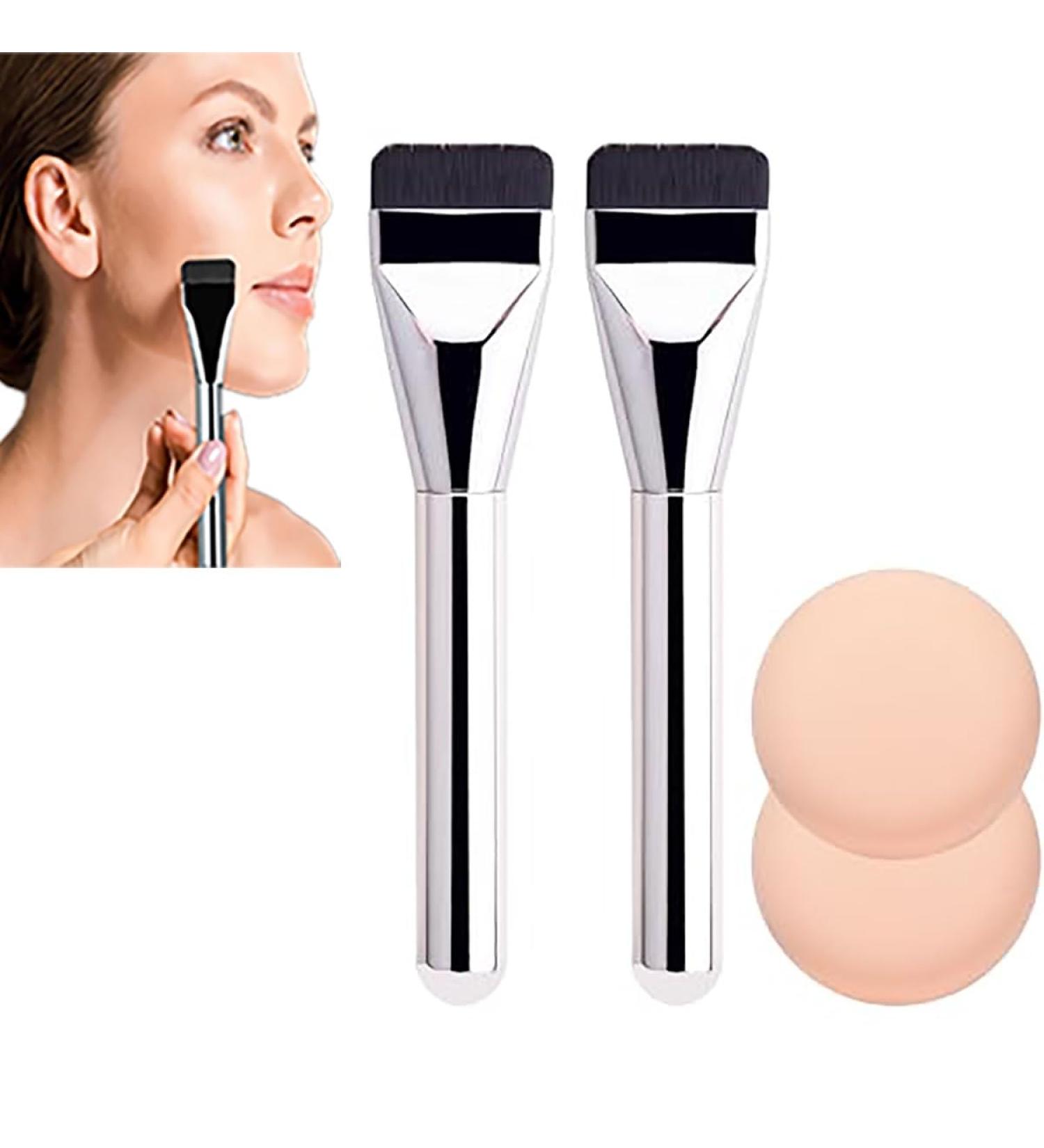 Foundation Makeup Brush Ultra Thin Foundation Brush Premium Brush Hair Flat Light Concealer Brush for Creamy Powdery or Liquid Foundation (Size : 2pc Pinsel+Puderquaste) - Buy Online on GoSupps.com