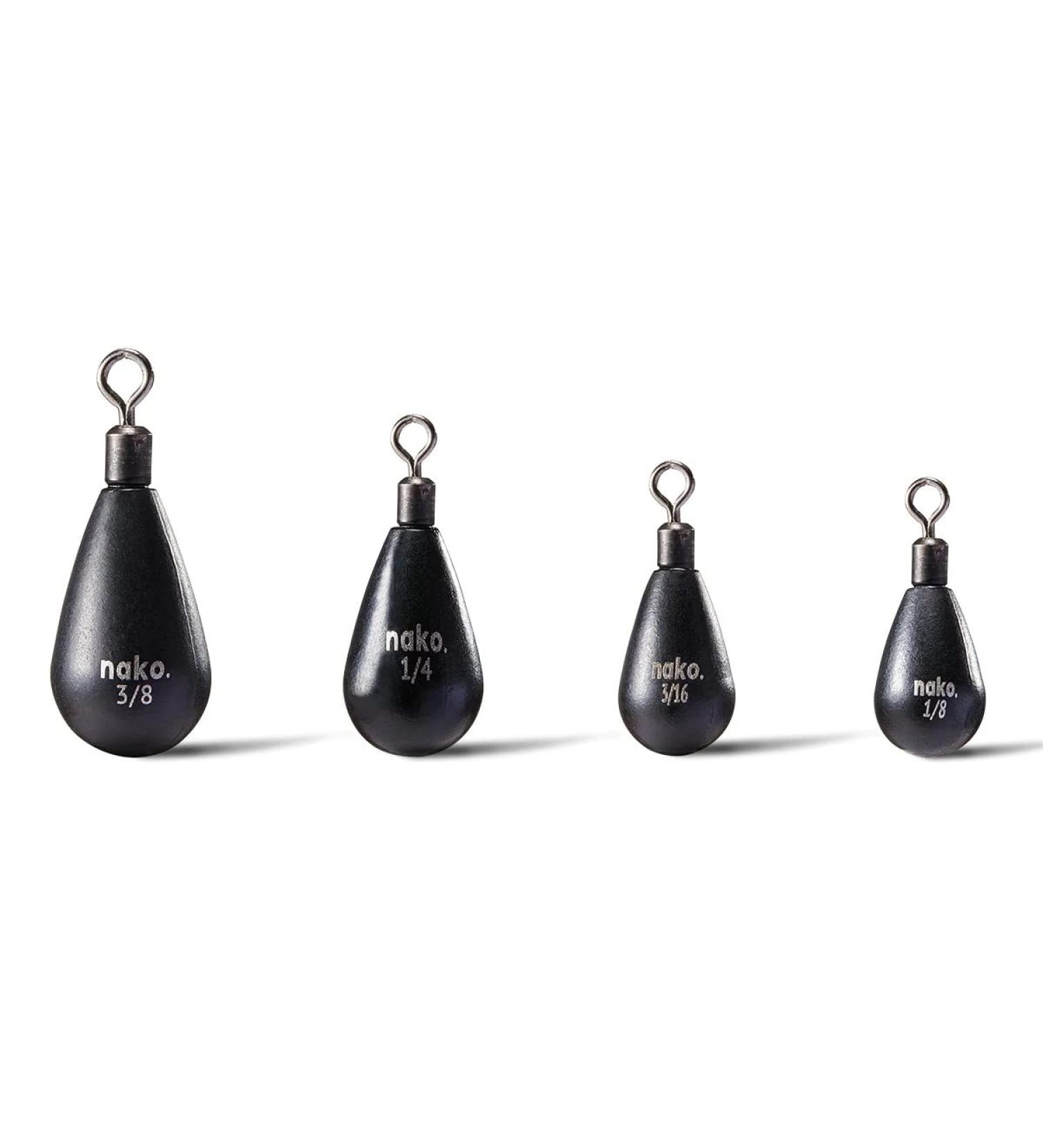 Nako 97% Density Tungsten-Free Rig Drop Shot Weights | 10 Pack | Round Eye Free Rig Sinkers Teardrop 1/8 oz - 10 Pack - Buy Online on GoSupps.com