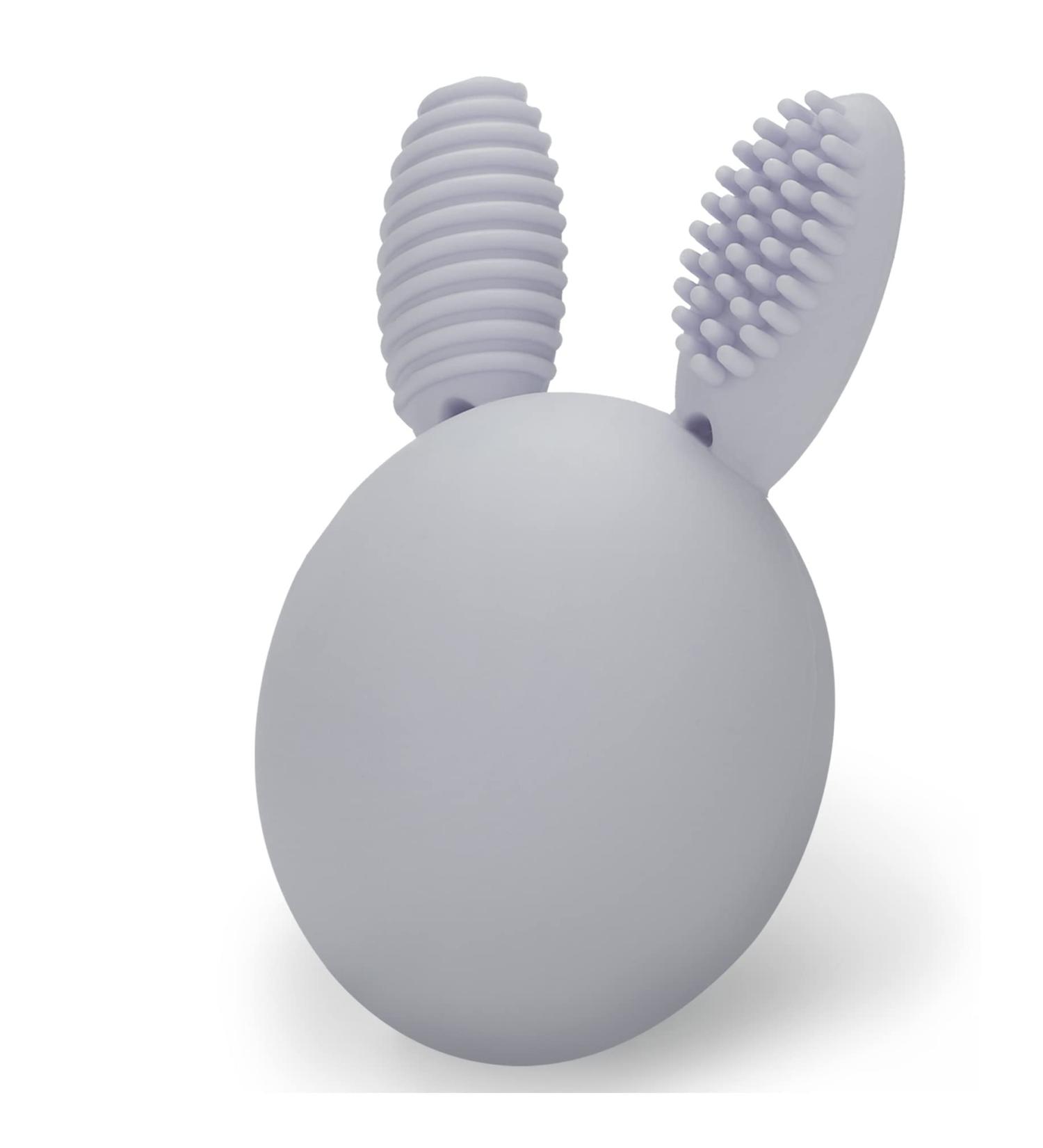 Bunny Eggy Teether Baby Teething Toy - Rabbit Egg Rattle for Teething Pain Relief - Gray - Buy Online on GoSupps.com