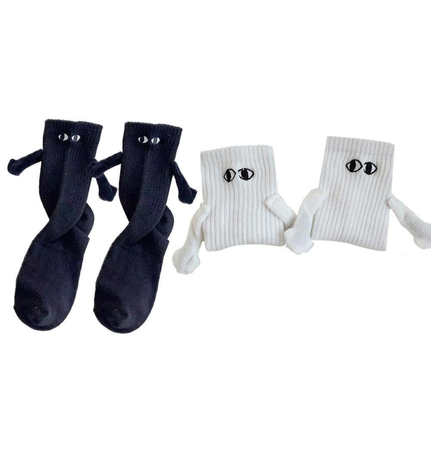 Magnetic Suction 3D Couple Socks | Funny Novelty Hand In Hand Design | One Size Black + White - Buy Online on GoSupps.com