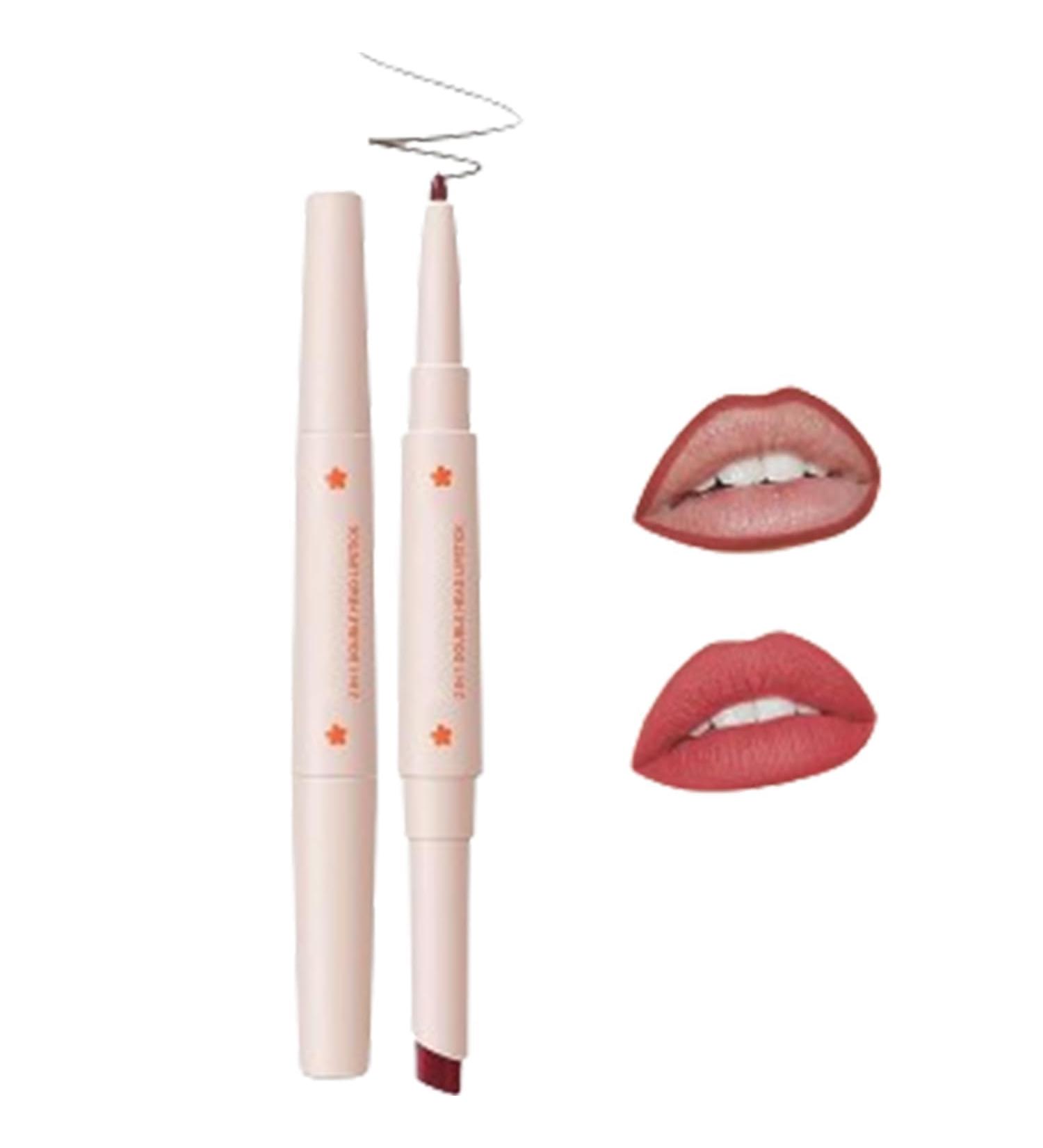 2 in 1 Double Head Lipstick and Lip Liner Set for Women Waterproof Lip Pencil and Lipstick Set Long Lasting Matte Velvet Lipstick Lipstick Set - Buy Online on GoSupps.com