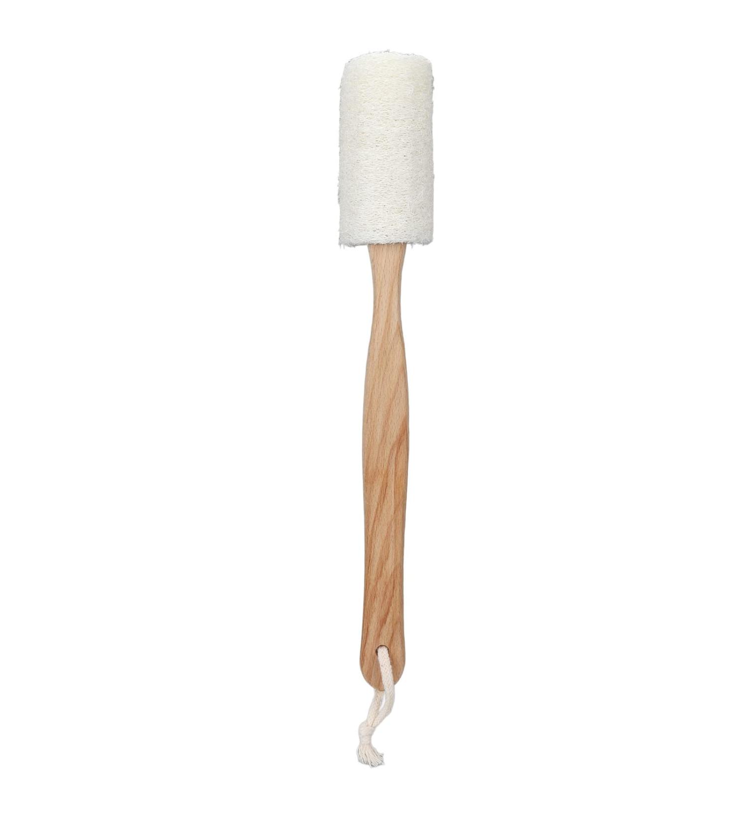 Exfoliating Loofah Bath Brush with Wooden Handle - Shower and Body Scrubber for Men and Women - Buy Online on GoSupps.com