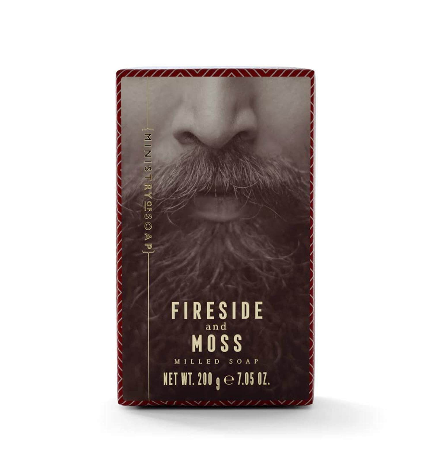 Ministry of Soap Woodsman Wrapped Soap Bar Naturally Coloured Triple-Milled Soap Fireside and Moss 200g - Buy Online on GoSupps.com