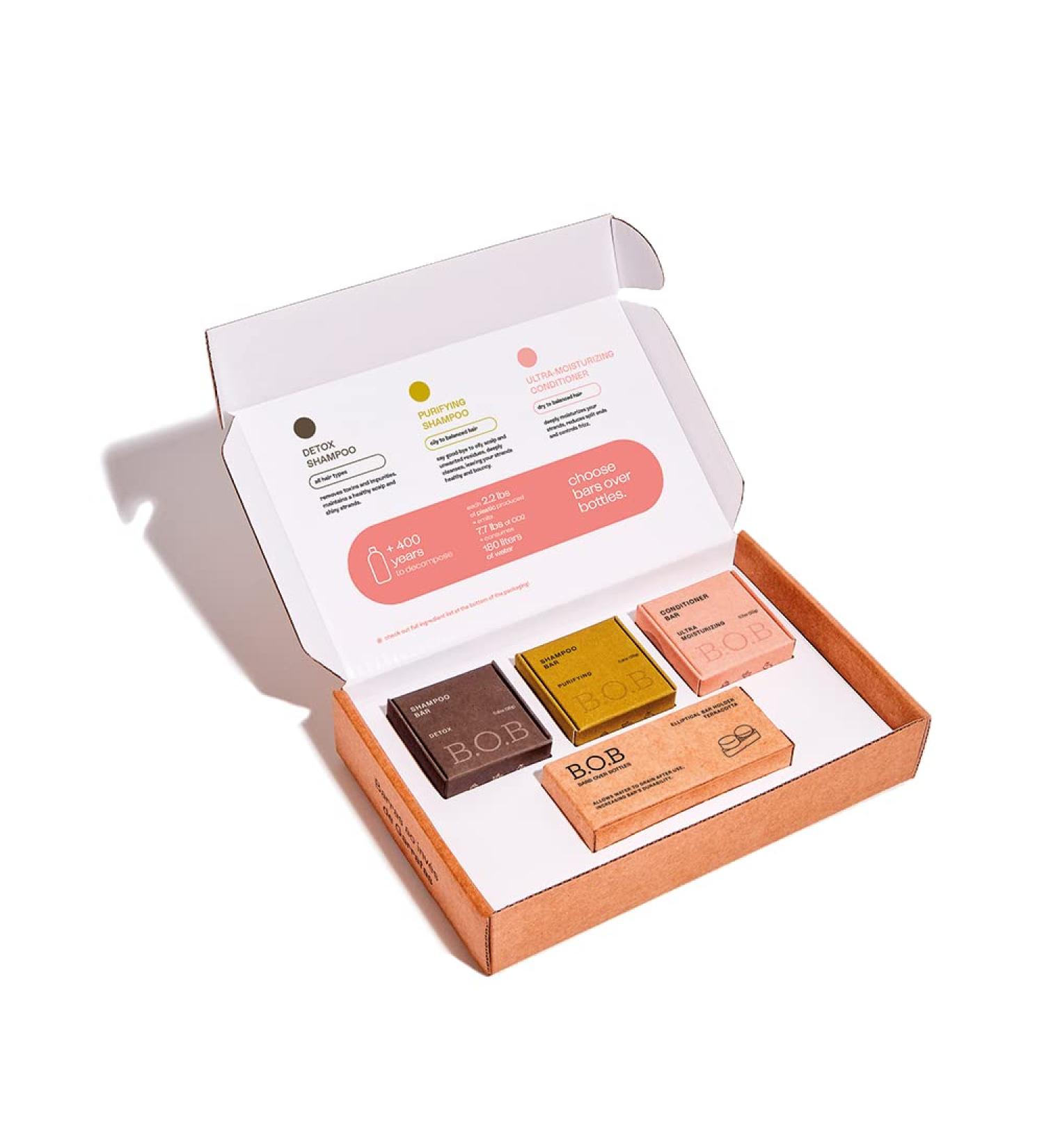 B.O.B Mini Trial Pack: Shampoo Bar & Conditioner Bar | Hair Care Set | Natural Vegan | Eco-friendly & Plastic Free | Zero Waste - Buy Online on GoSupps.com