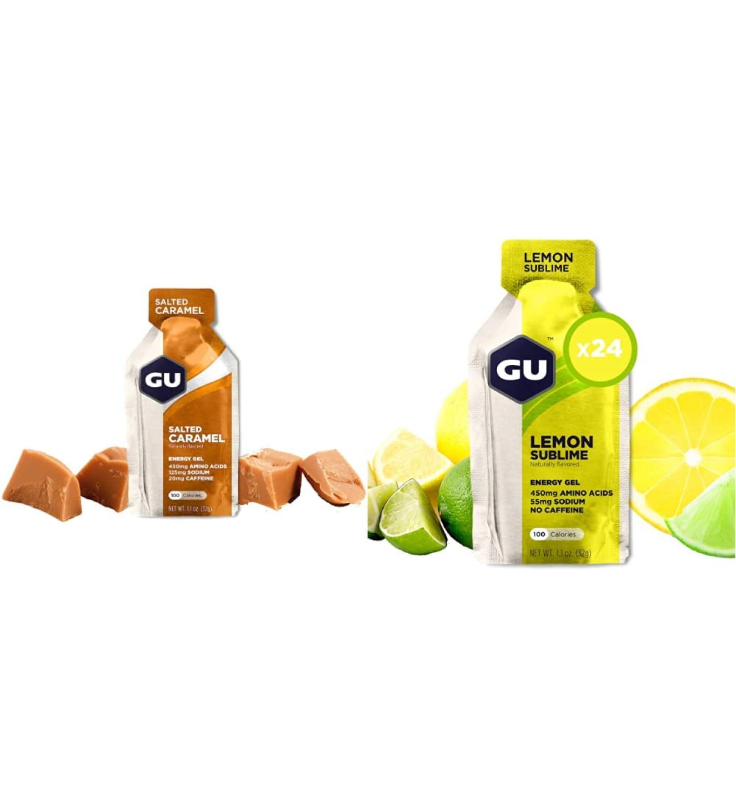 GU ENERGY Original Sports Nutrition Energy Gels | Salted Caramel (24-Count) + Lemon Sublime (24-Count) - Buy Online on GoSupps.com
