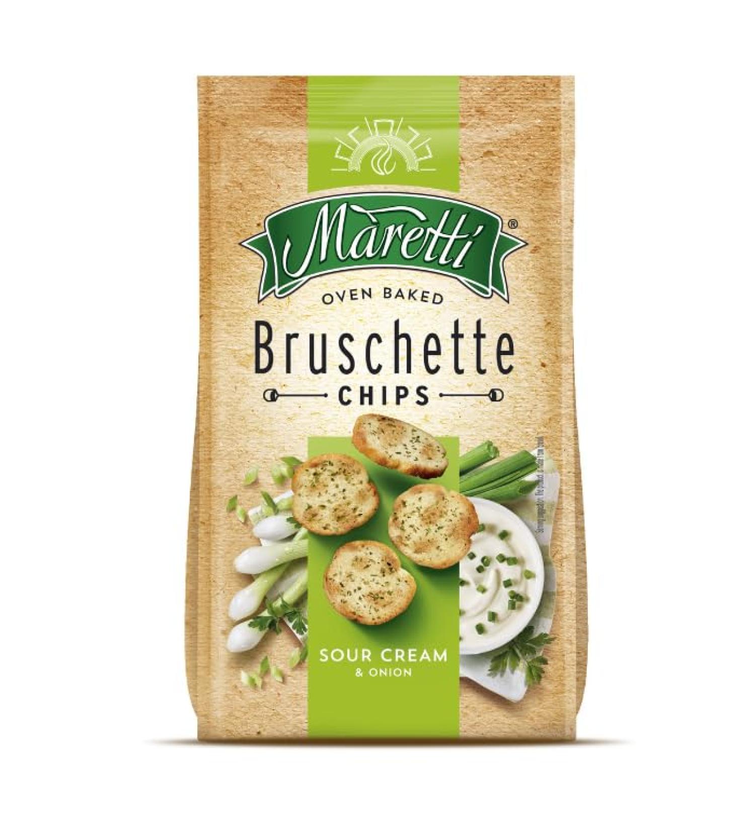 Maretti Bruschette Chips 10 x150 g Sour Cream & Onion Sharing Bags Baked Chips Snack Italian Style