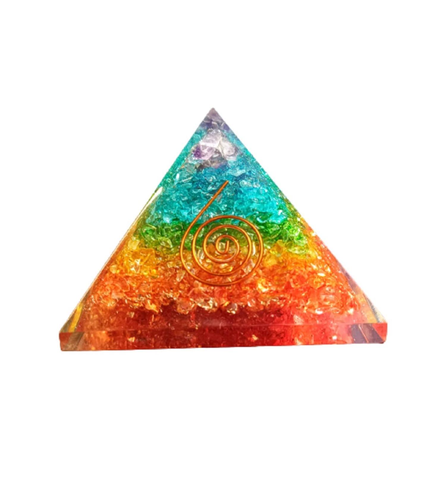 7 Chakra Pyramid Crystal Orgone with SBB Coil - Healing Reiki Energy Stones - Home Gift - Buy Online on GoSupps.com