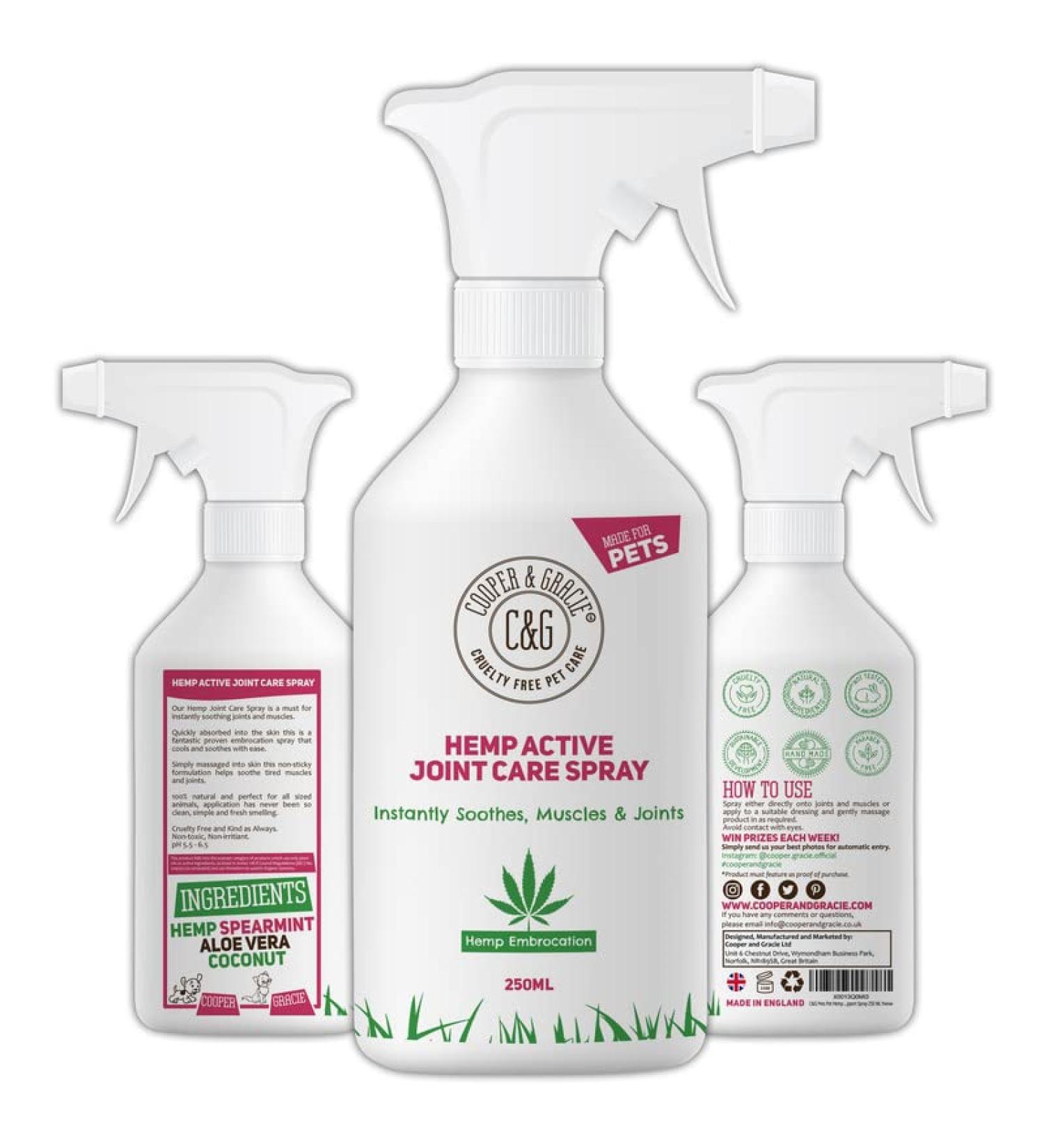 Hemp Active Joint Care Spray | Instant Soothes Muscle & Joint | Quick Absorb | 100% Cruelty Free Vet Recommended | Best For Dogs And Horses | Amazing Essential Oil Embrocation - Buy Online on GoSupps.com