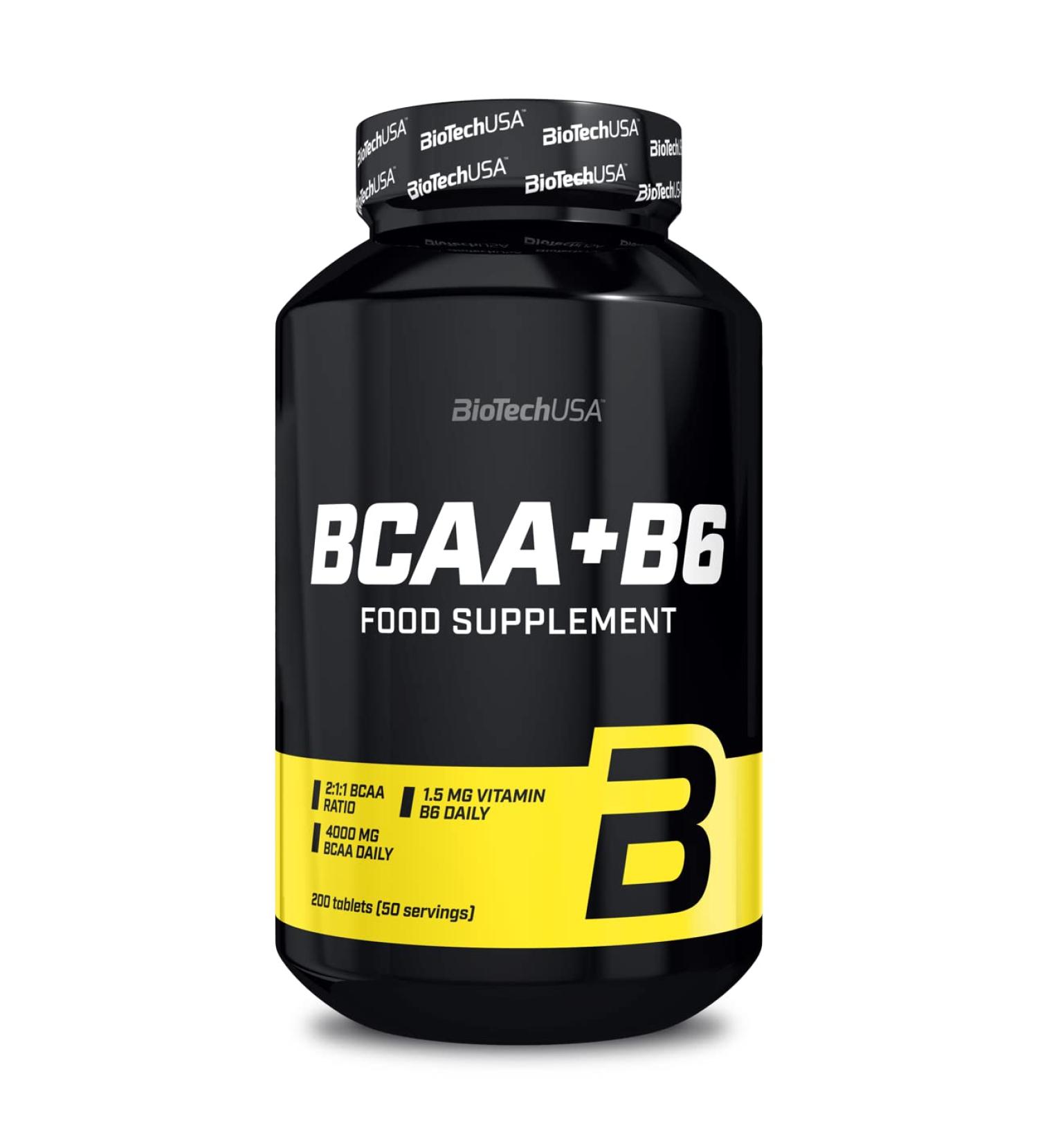 Buy Biotechusa BCAA+B6 Tablets - 1g BCAA per Tablet | Gluten-Free | 200 Count | Energy & Recovery Support - International Shipping Available - Buy Online on GoSupps.com