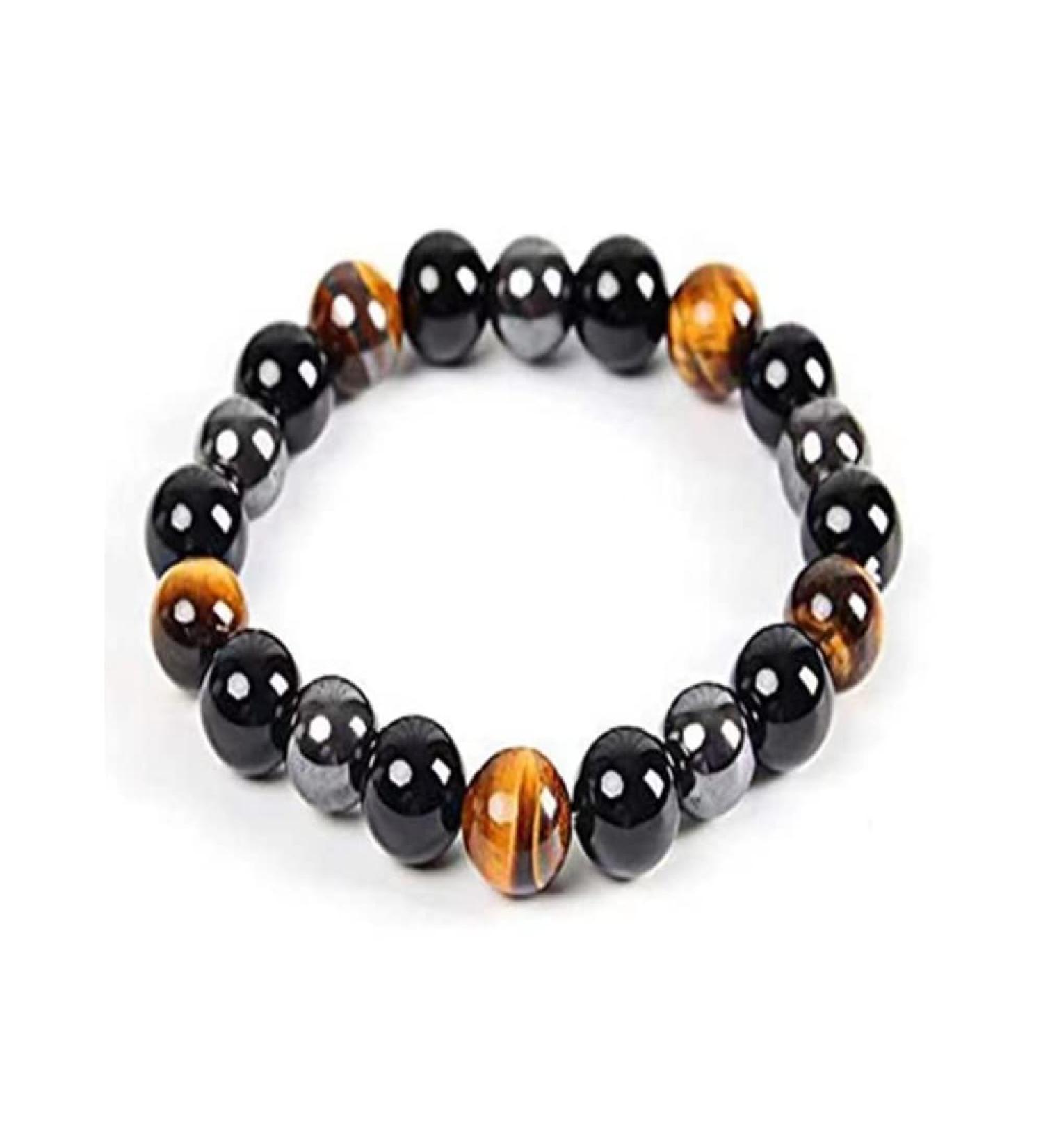 Natural Tiger Eye Obsidian Hematite Bracelet Pure Handmade Elastic Bracelet for Men and Women Relieves Fatigue Brings Health and Good Luck. (6mm/8mm/10mm) - Buy Online on GoSupps.com