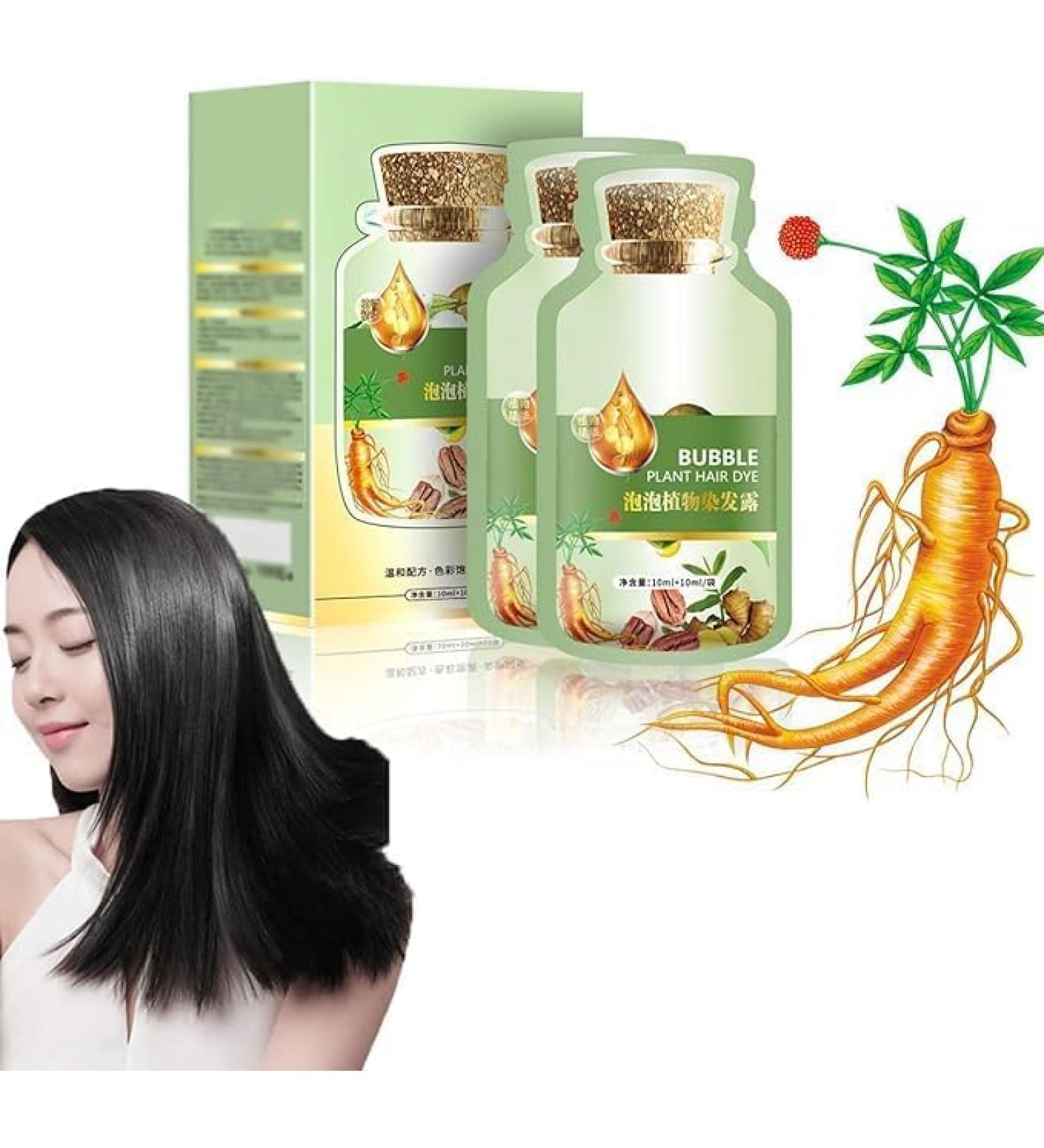 (100% 5 star) Natural Plant Hair Dye Botanical Bubble Hair Dye 20ml x 10 Packs | Fruitcolor Hair Dyeing Cream Natural Plant Hair Dye Shampoo | Pure Plant Extract (Natural Black) - Buy Online on GoSupps.com