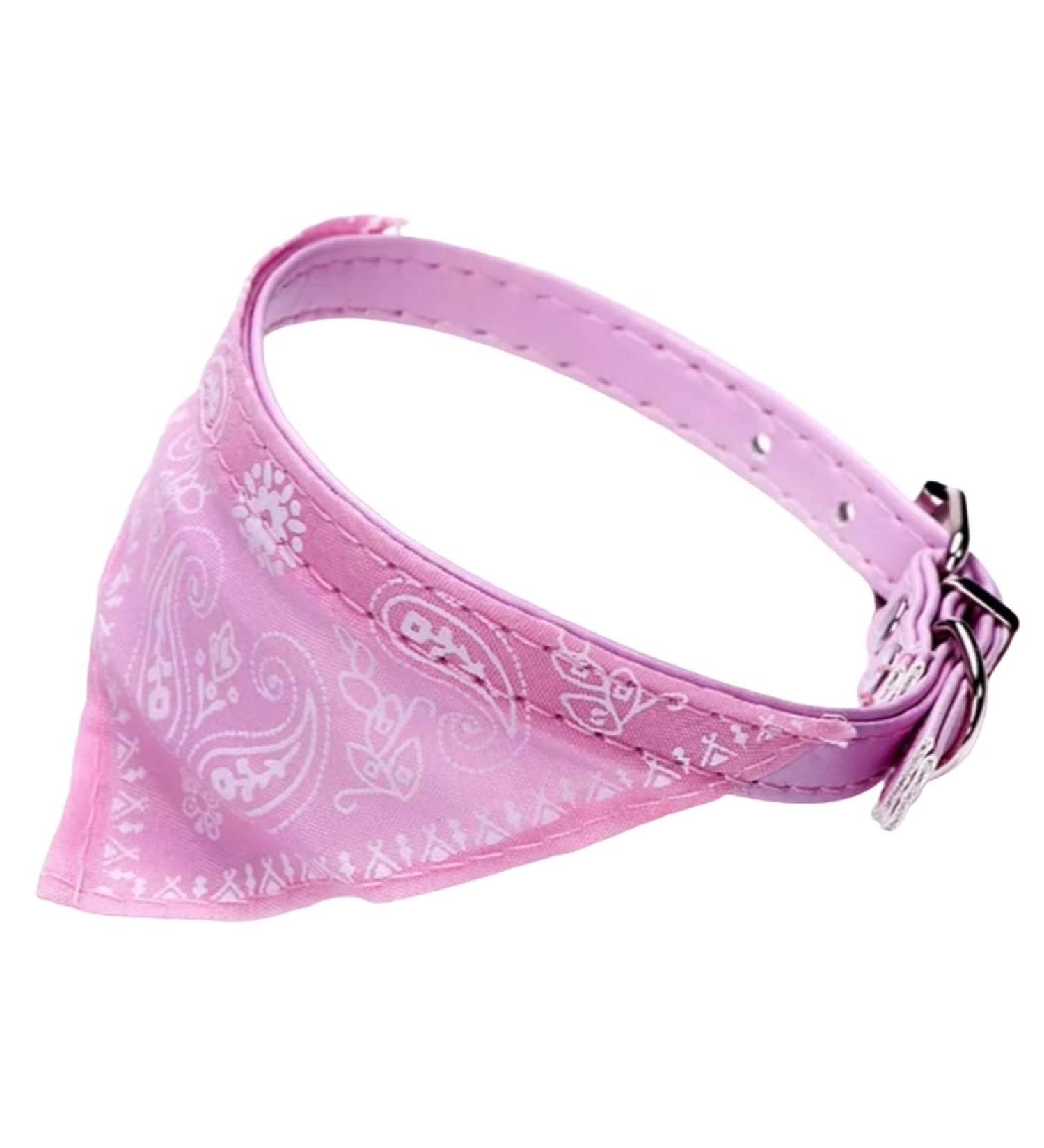 Cat collar with bandana in paisley look and buckle in size S: 20-26cm neck circumference PINK