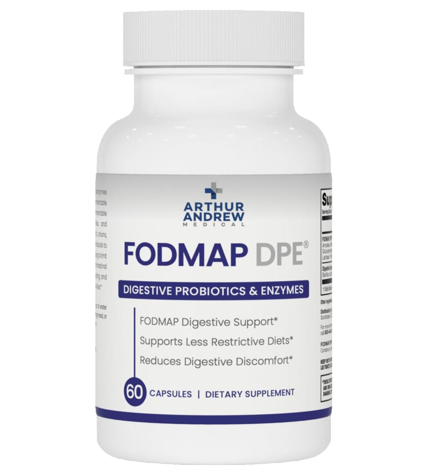 Arthur Andrew Medical - FODMAP DPE, Digestive Probiotics and Enzymes, Relief for FODMAP Intolerance and Highly Fermentable Foods, Vegan, Non-GMO, 60 Capsules 1 Count (Pack of 60)