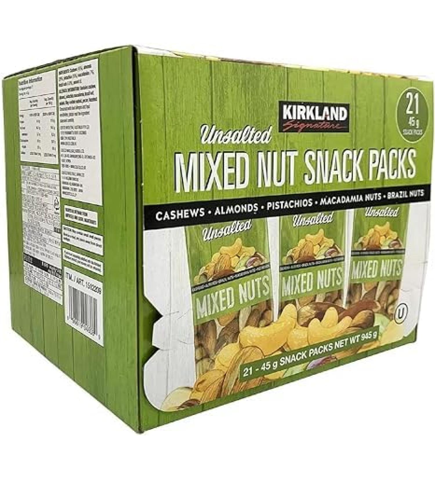 Kirkland Unsalted Mixed Nuts 1 Box (21packs - 45g) - Buy Online on GoSupps.com
