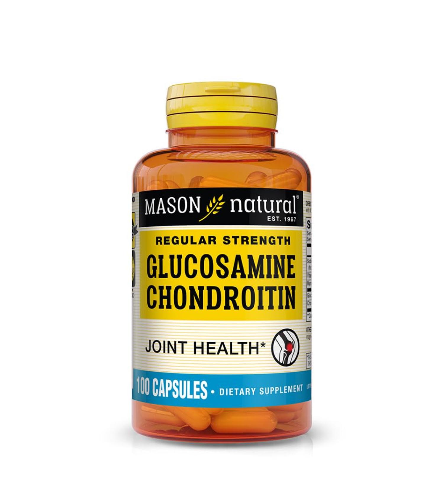 MASON NATURAL Glucosamine Chondroitin Regular Strength with Vitamin C - Supports Joint Health Improved Flexibility and Mobility 100 Capsules - Buy Online on GoSupps.com