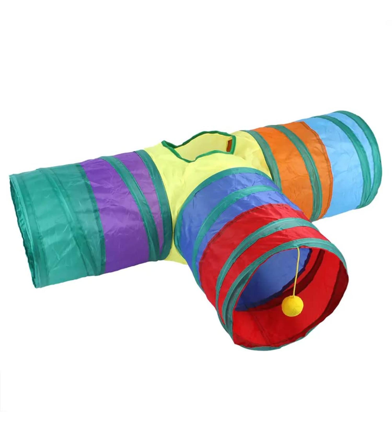 Rabbit Bunny Cats Tunnels with doll ball Folding three-way tube Rabbit guinea pig hideout small animal activity toy kitten tunnel tube - Buy Online on GoSupps.com