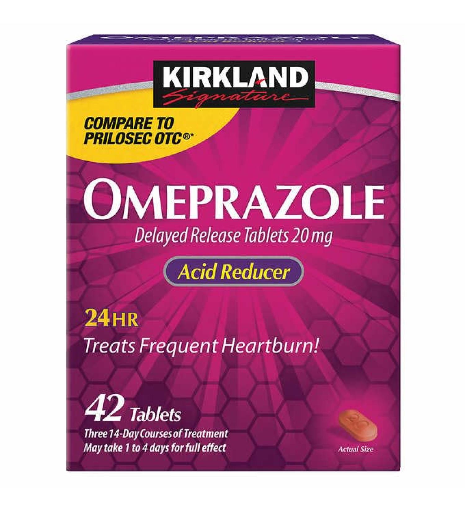 Kirkland Signature Omeprazole 20 mg - Delayed Release Acid Reducer Tablets | 42 Count - Fast International Shipping - Buy Online on GoSupps.com