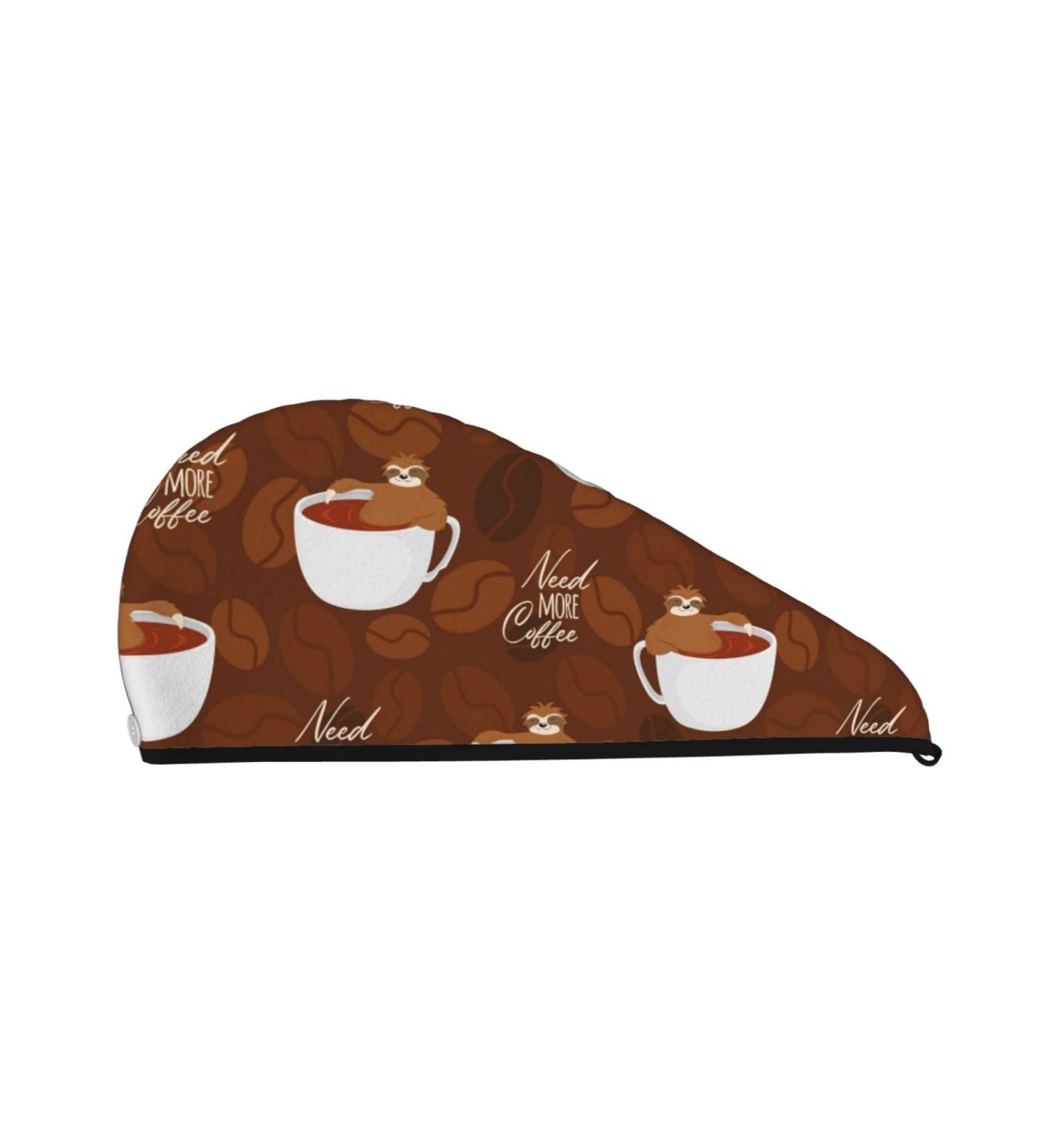 Cute Sloths Microfiber Hair Towel | Super Absorbent Coral Velvet Wrap for Long Curly Hair | Quick Dry Hair Cap for Women - Buy Online on GoSupps.com