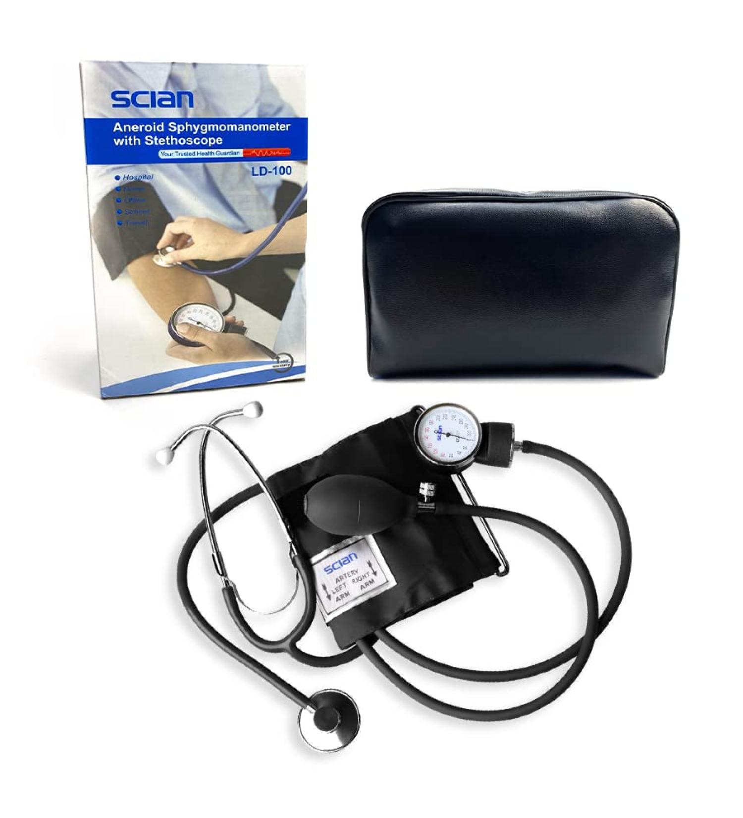 Scian Manual Arm Blood Pressure Cuff & Stethoscope Kit | Aneroid Sphygmomanometer for Medical Professionals | Includes Carrying Bag | Ideal for Nurses, Doctors, and Seniors - Buy Online on GoSupps.com
