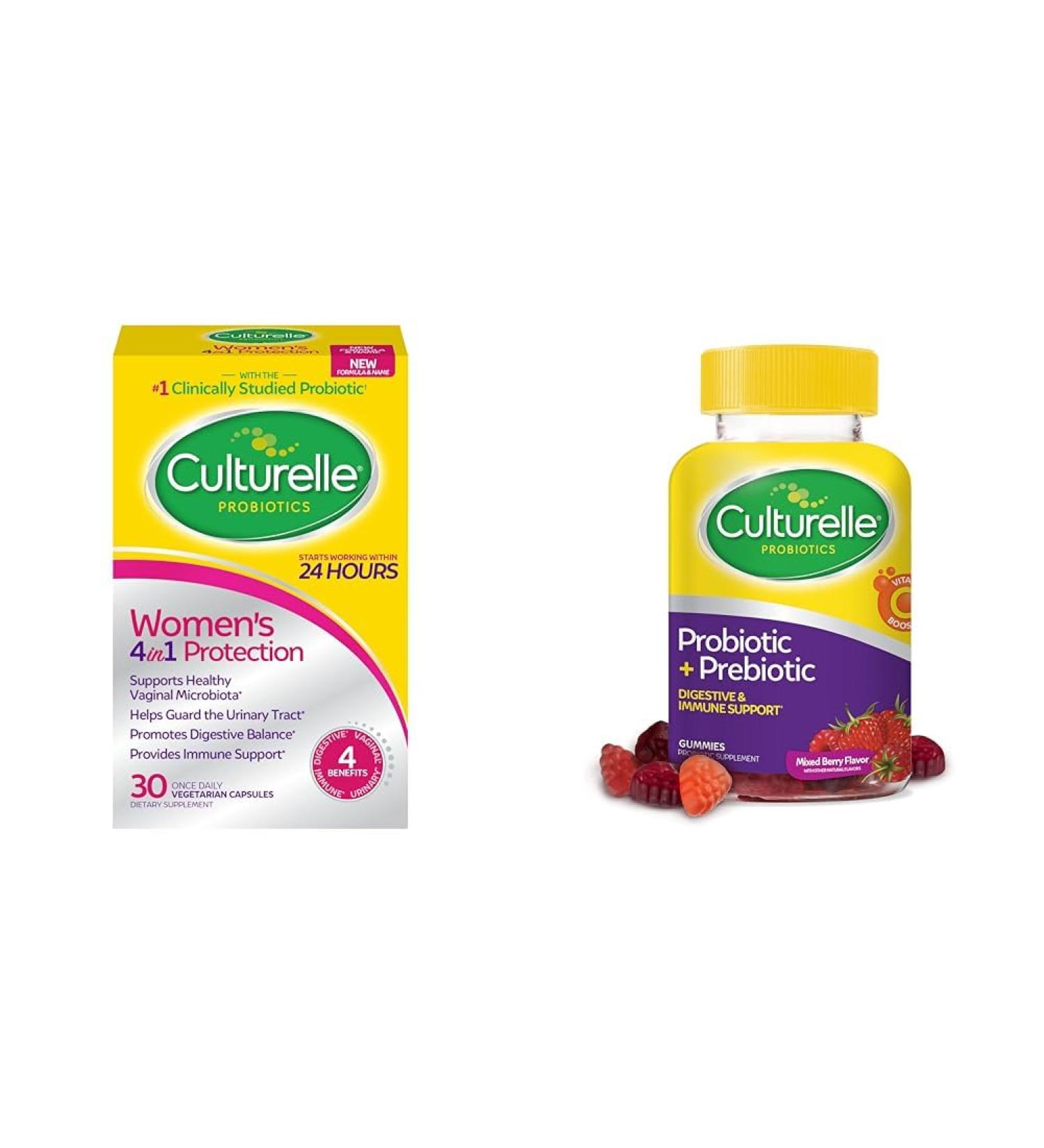 Culturelle Women's 4-in-1 Probiotics for Women Digestive & Vaginal Health with Daily Probiotic Gummies for Men & Women Digestive Health 52 Count - Buy Online on GoSupps.com