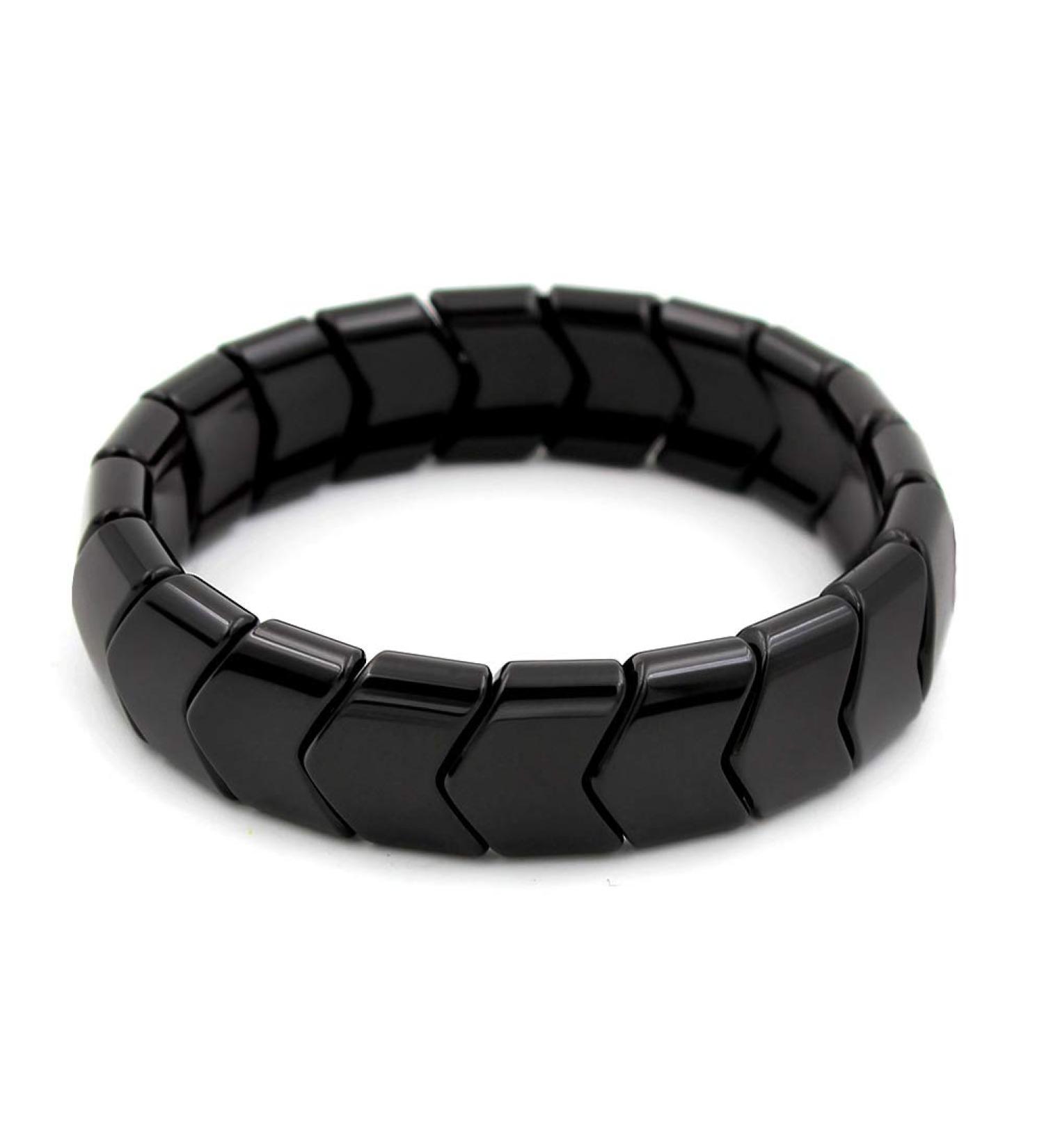 Power Ionics Black Tourmaline Mens Bracelet - Adjustable Stretch Wristband with Beads - Black/Dark Gray - Buy Online on GoSupps.com