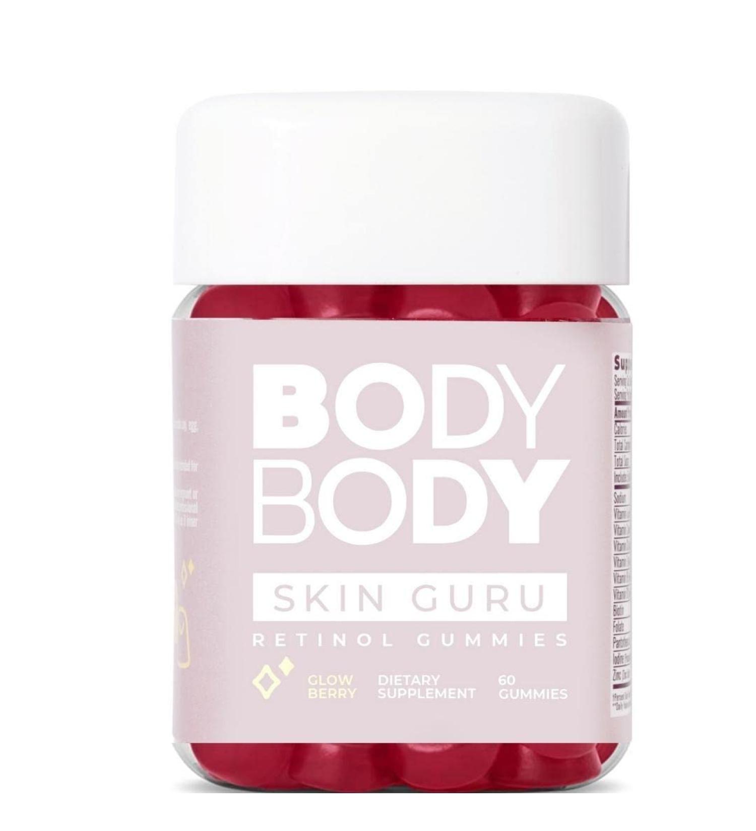 Body Skin Guru Gummy - Anti-Aging, Clear Skin, Acne Reduction 60ct Berry Flavor with Vitamin A, Biotin, Vitamin C, B12, and Zinc - Buy Online on GoSupps.com
