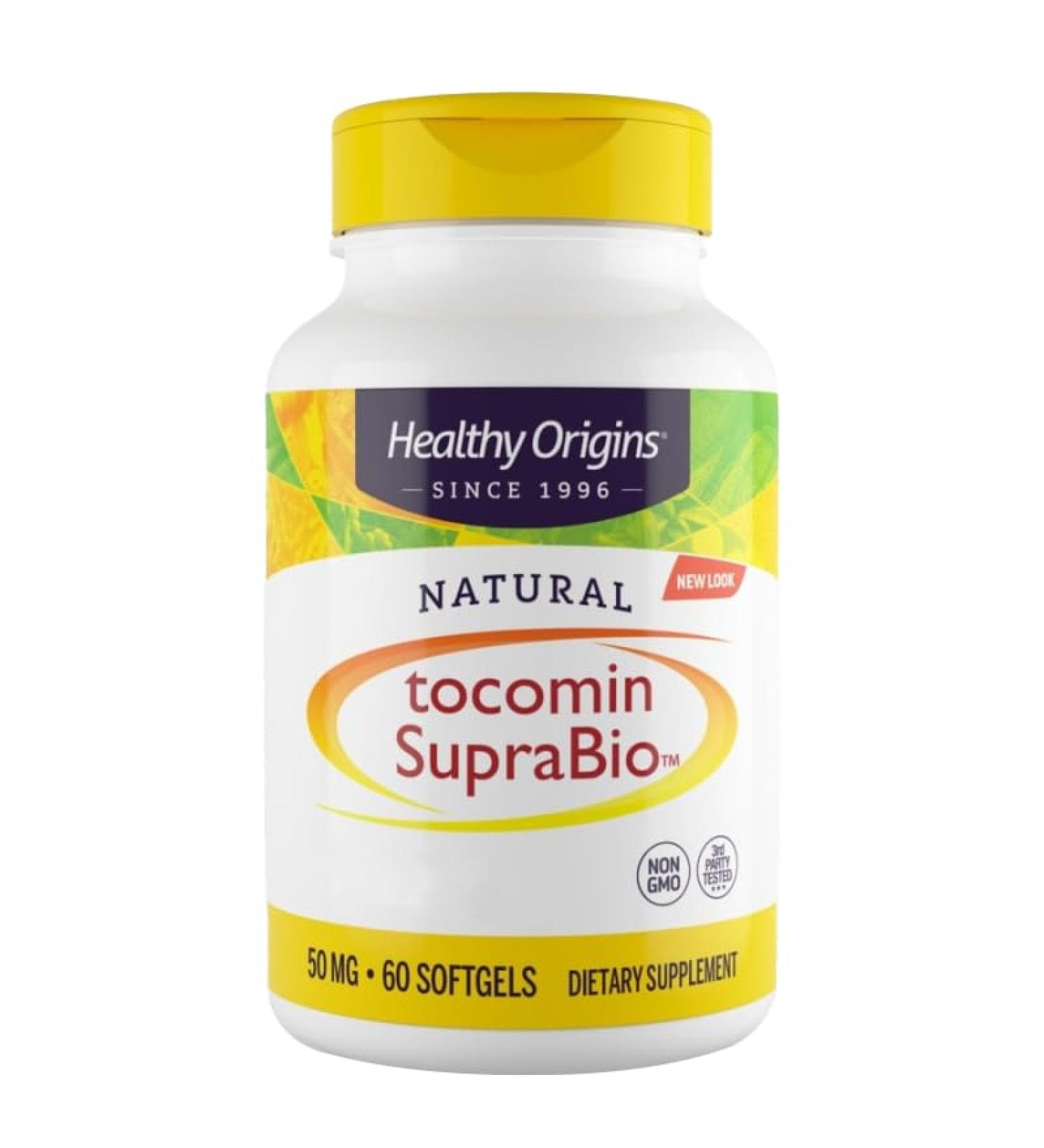 Healthy Origins Natural Tocomin SupraBio 50mg - 60 Softgels Gluten Free Non-GMO Vitamin E Supplement - Buy Online on GoSupps.com