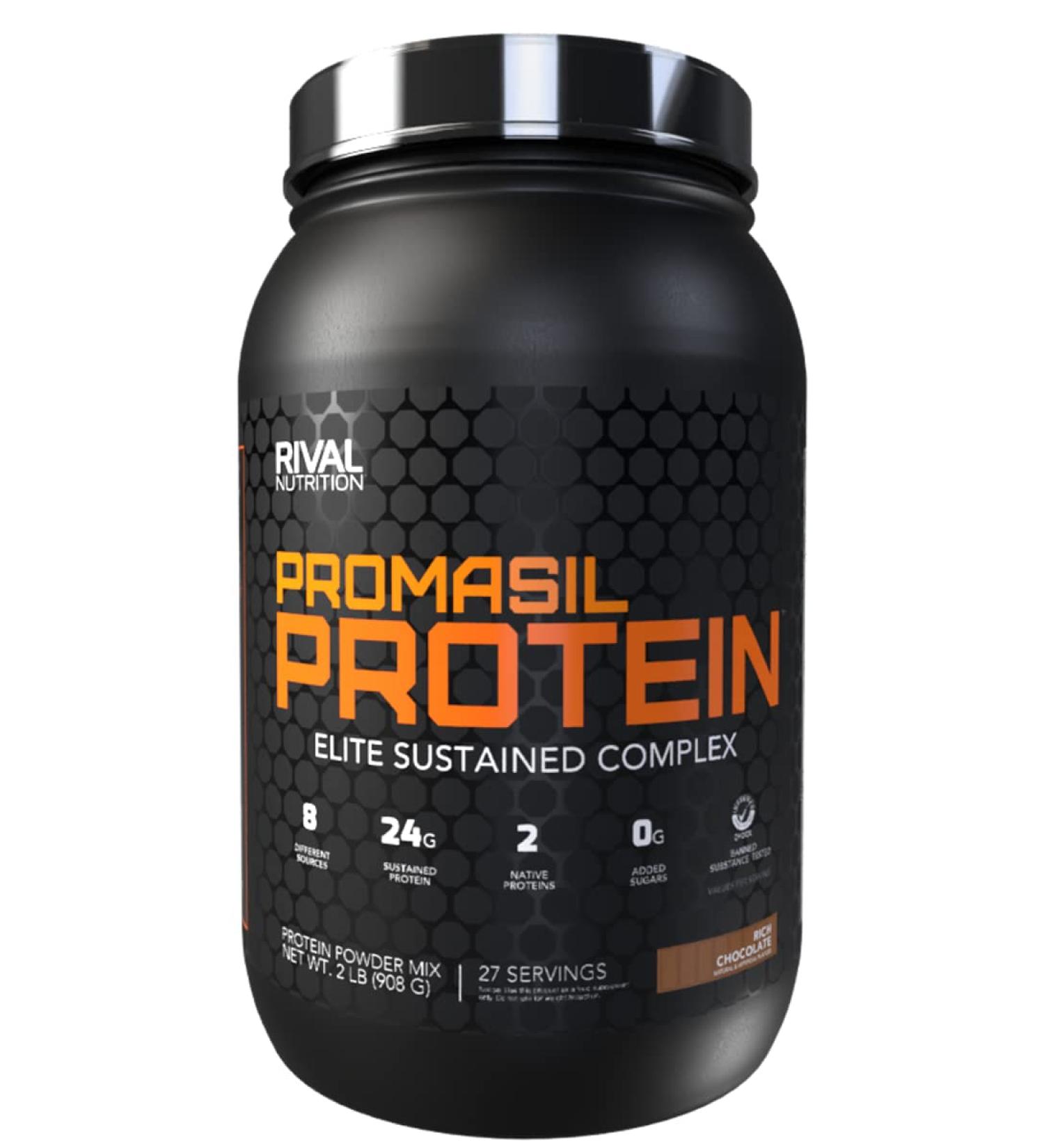 Rivalus Promasil Milk Chocolate 2lb - 8-Source Protein Blend Including Native Whey Isolate Native Micellar Casein Egg Sustained Delivery Clean Nutrition Profile No Banned Substances Chocolate 907 g (Pack of 1) - Buy Online on GoSupps.com