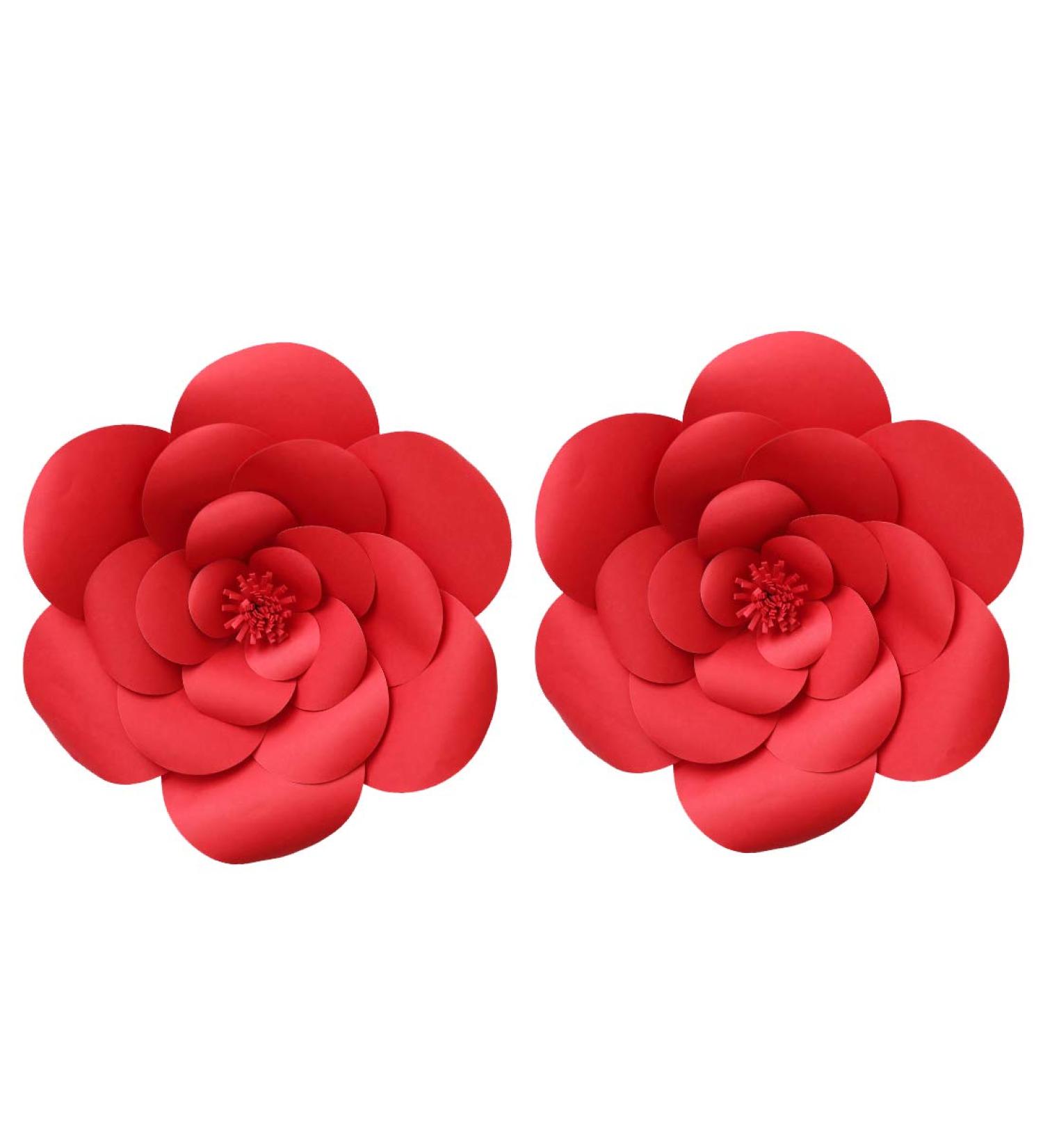 2pcs 8inch Paper Flower Backdrop Decoration Party Paper Flower Wedding Rose Flower Wall Backdrop DIY Paper Handmade Craft for Nursey Baby Shower Birthday Home Decor (8inch  Ruby Red) 8 in Ruby Red