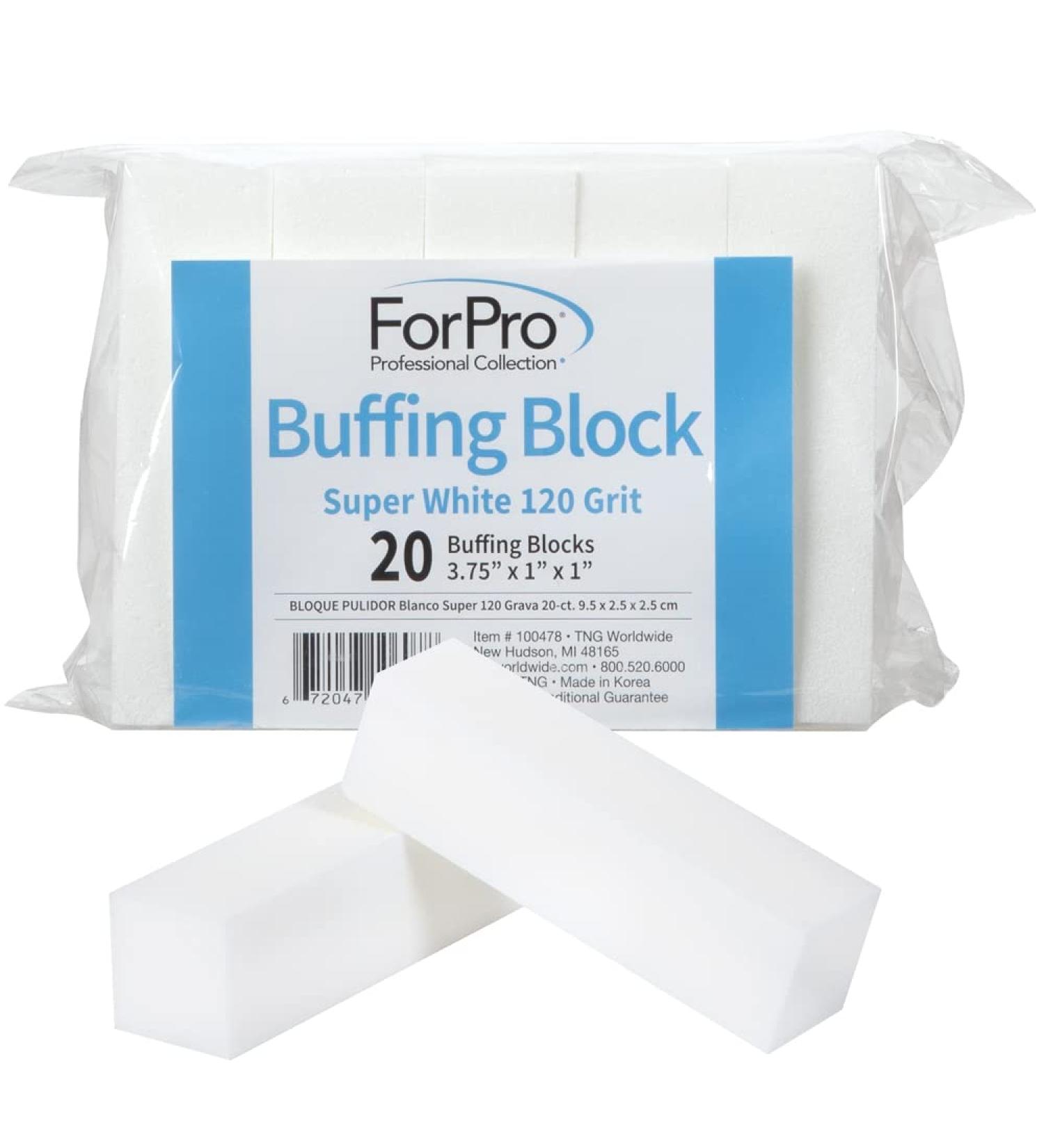 ForPro Super White Buffing Block 120 Grit - 20-Count | Manicure and Pedicure Nail Buffer - Buy Online on GoSupps.com