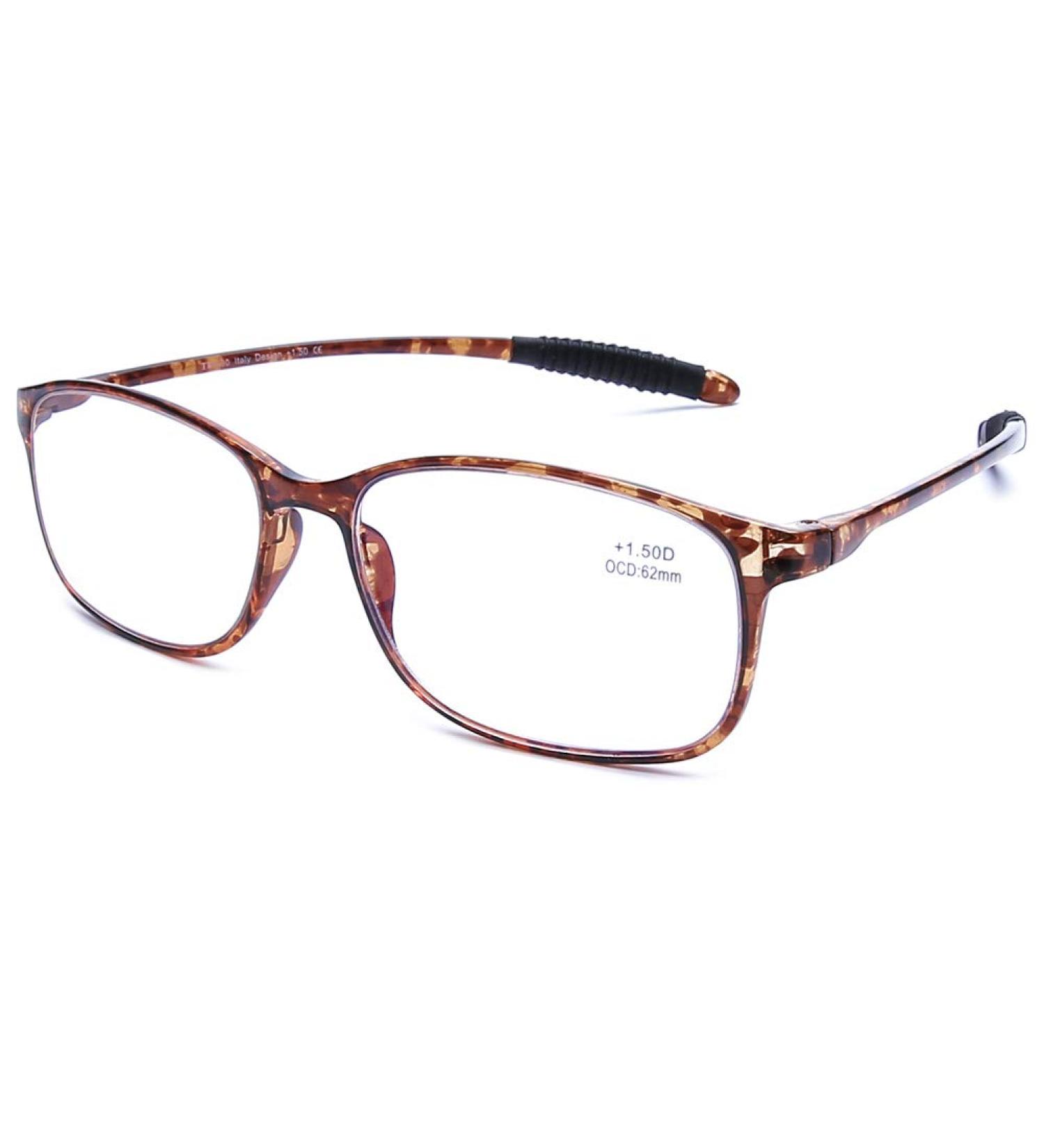 DOOViC Blue Light Filter Computer Reading Glasses TR259-C for Unisex | 9 Colors C5 Brown Tortoiseshell 1.75x Magnification - Buy Online on GoSupps.com
