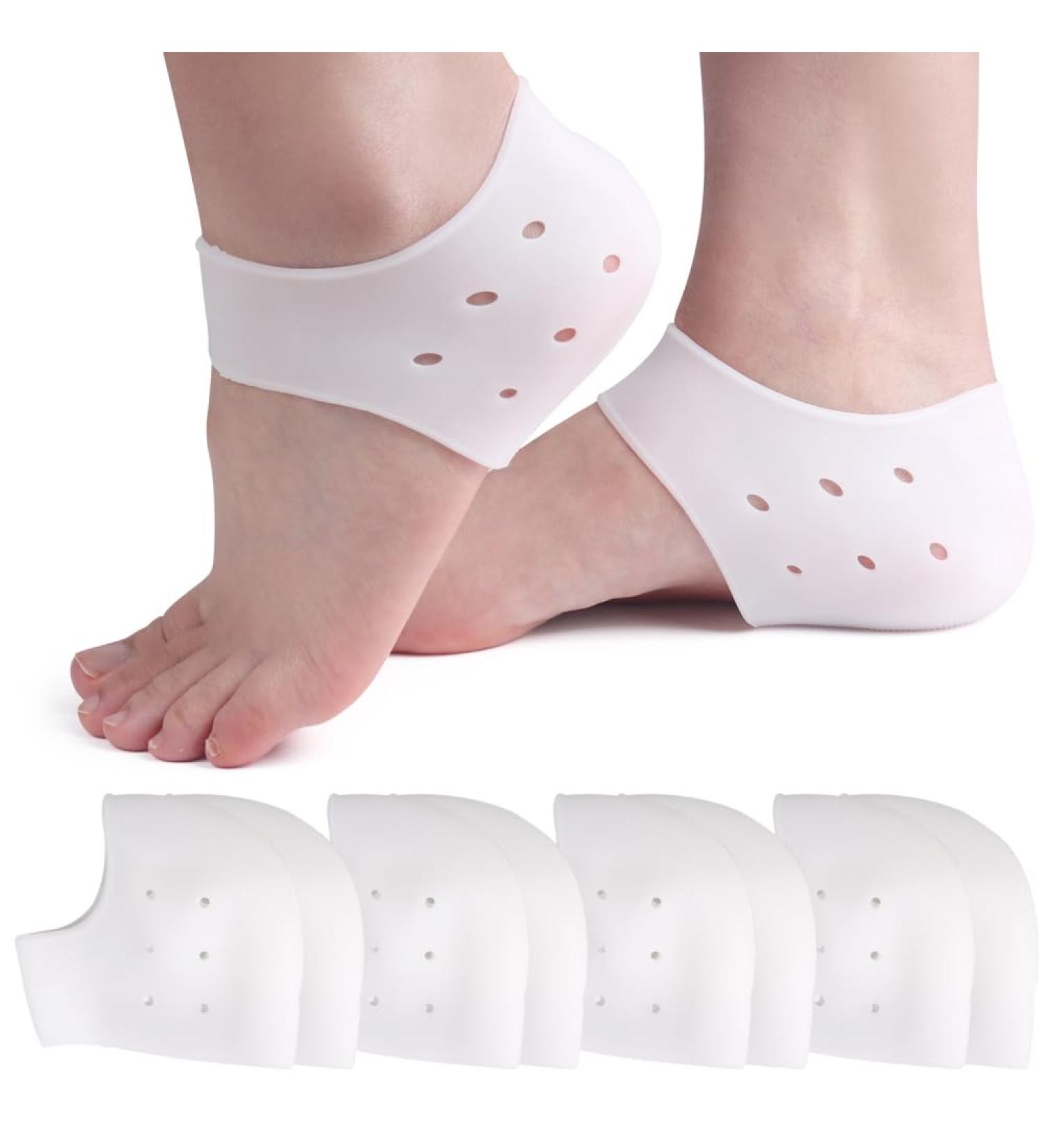 Hilph Silicone Heel Protectors - 4 Pairs | Cushioned Gel Heel Cups for Plantar Fasciitis & Achilles Tendinitis Relief | Moisturizing Pads for Dry Cracked Heels - Unisex - Buy Online on GoSupps.com